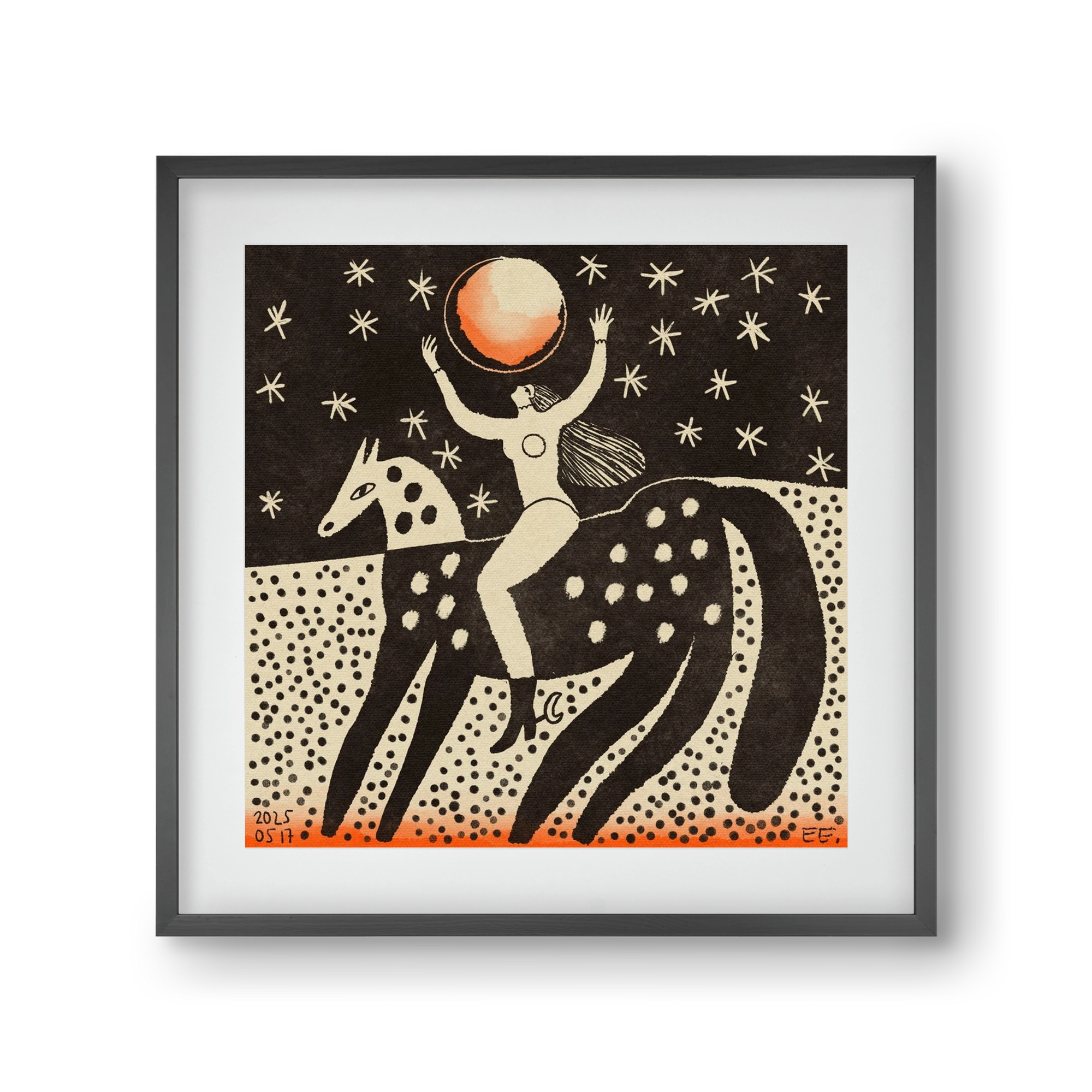 Full moon, 30x30 cm (20x20 cm), Fekete keret, paszpartuval