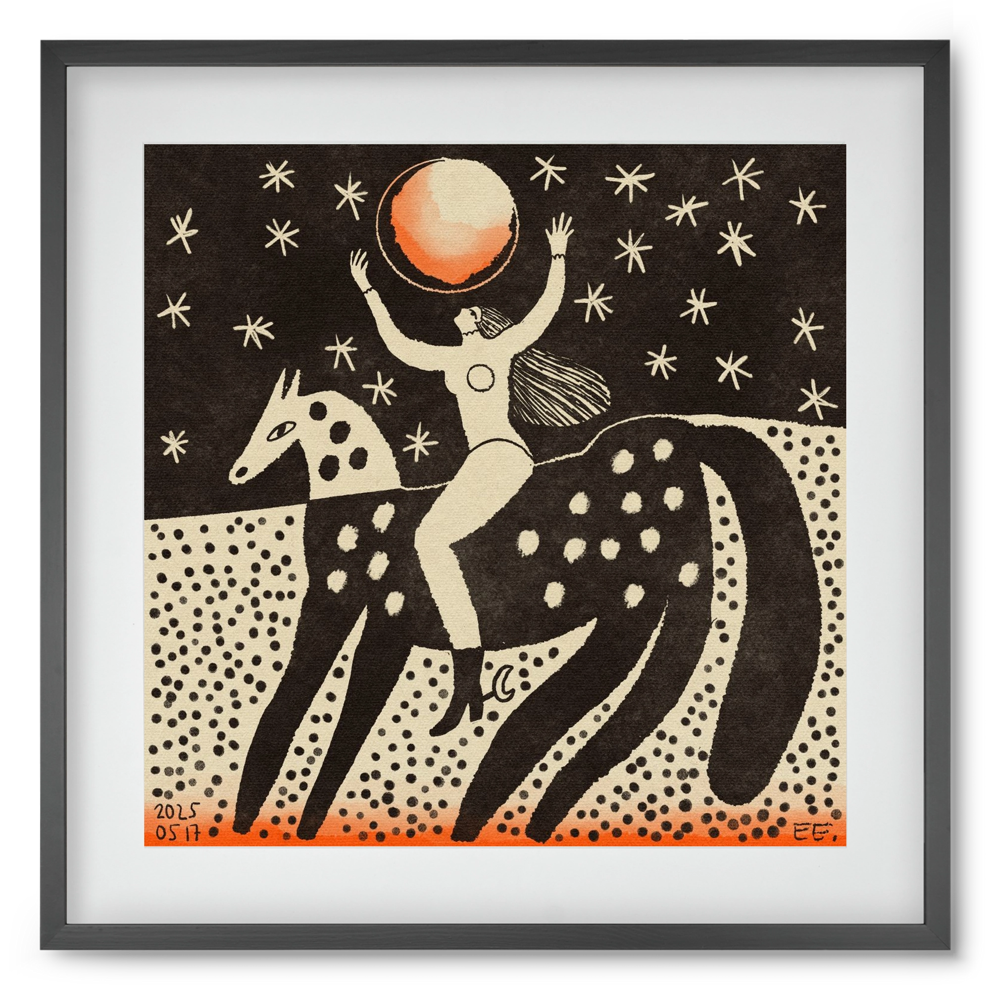 Full moon, 50x50 cm (40x40 cm), Fekete keret, paszpartuval