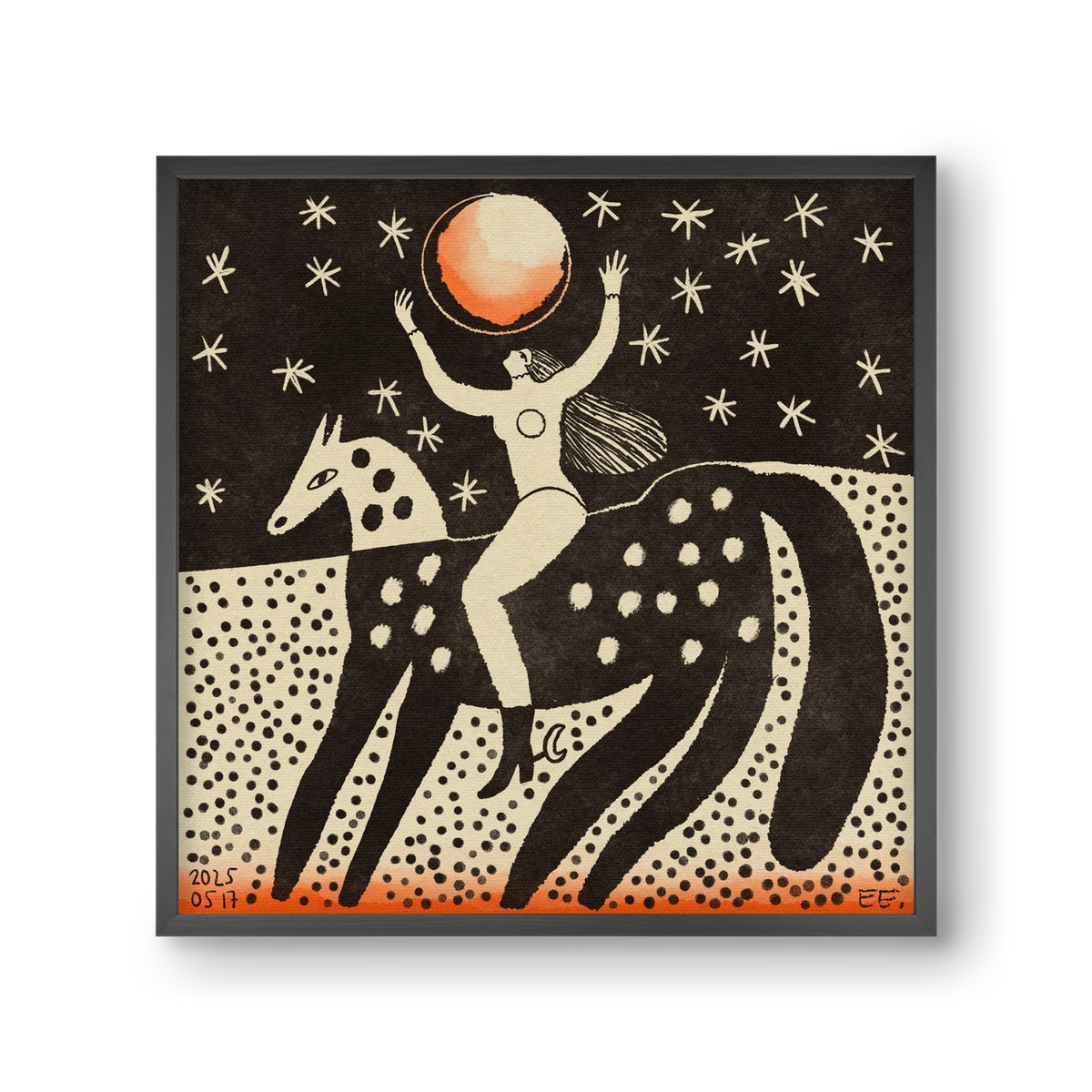 Full moon, 30x30 cm (30x30 cm), Fekete keret