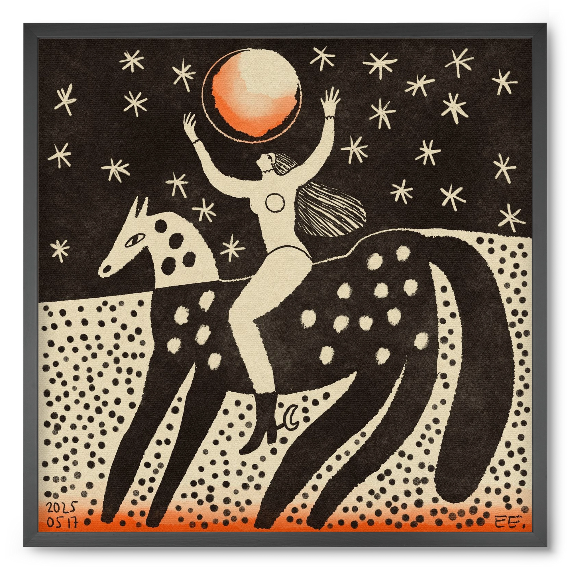 Full moon, 50x50 cm (50x50 cm), Fekete keret