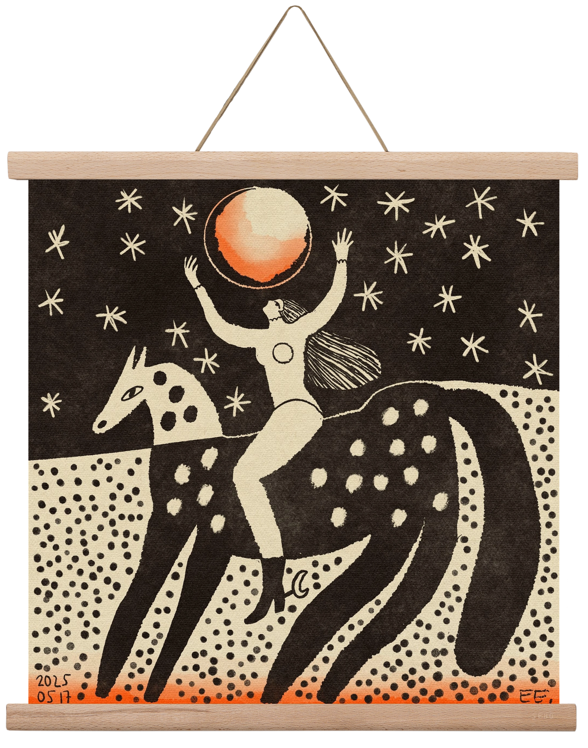 Full moon, 40x40 cm (40x40 cm), Tölgy akasztó