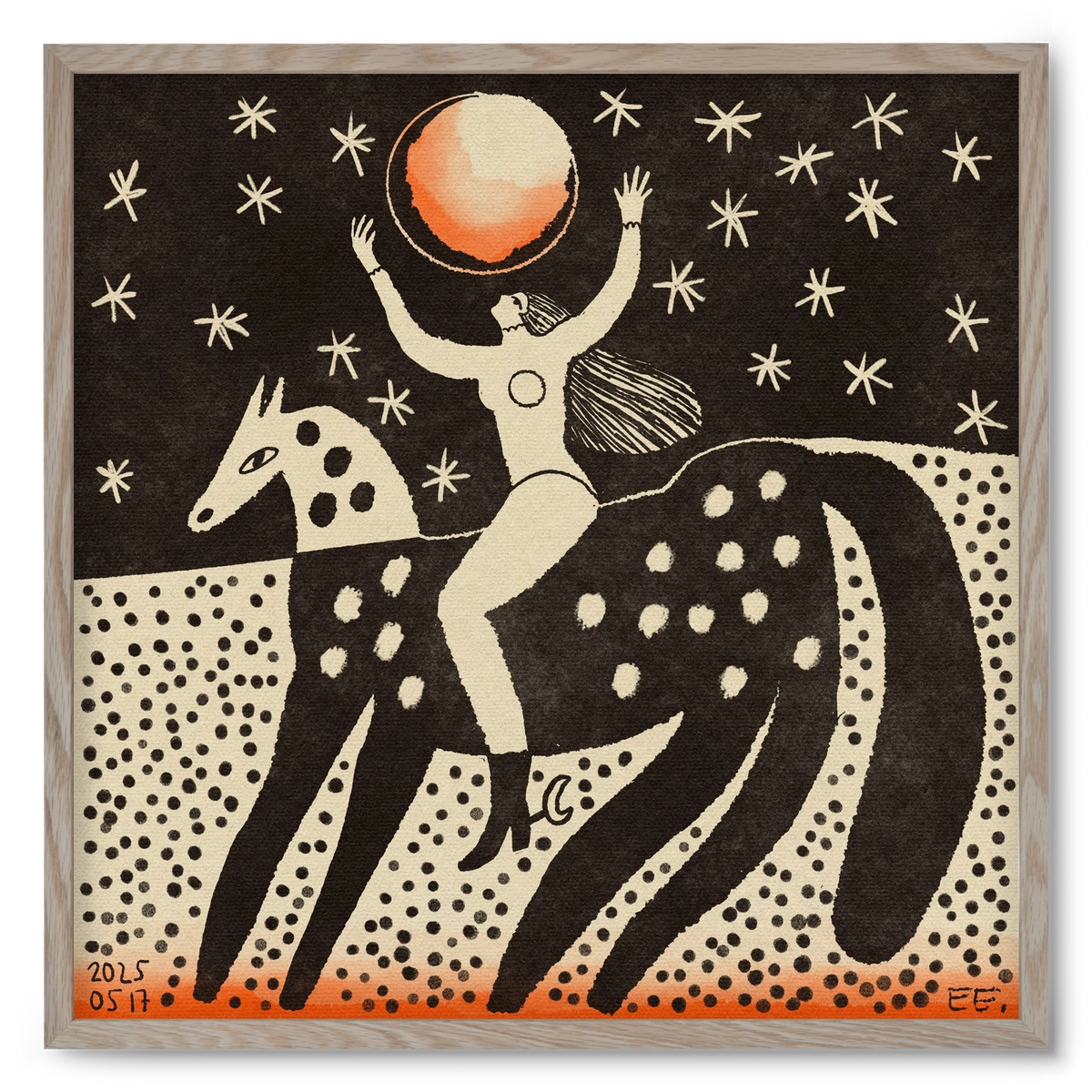 Full moon, 50x50 cm (50x50 cm), Tölgy keret