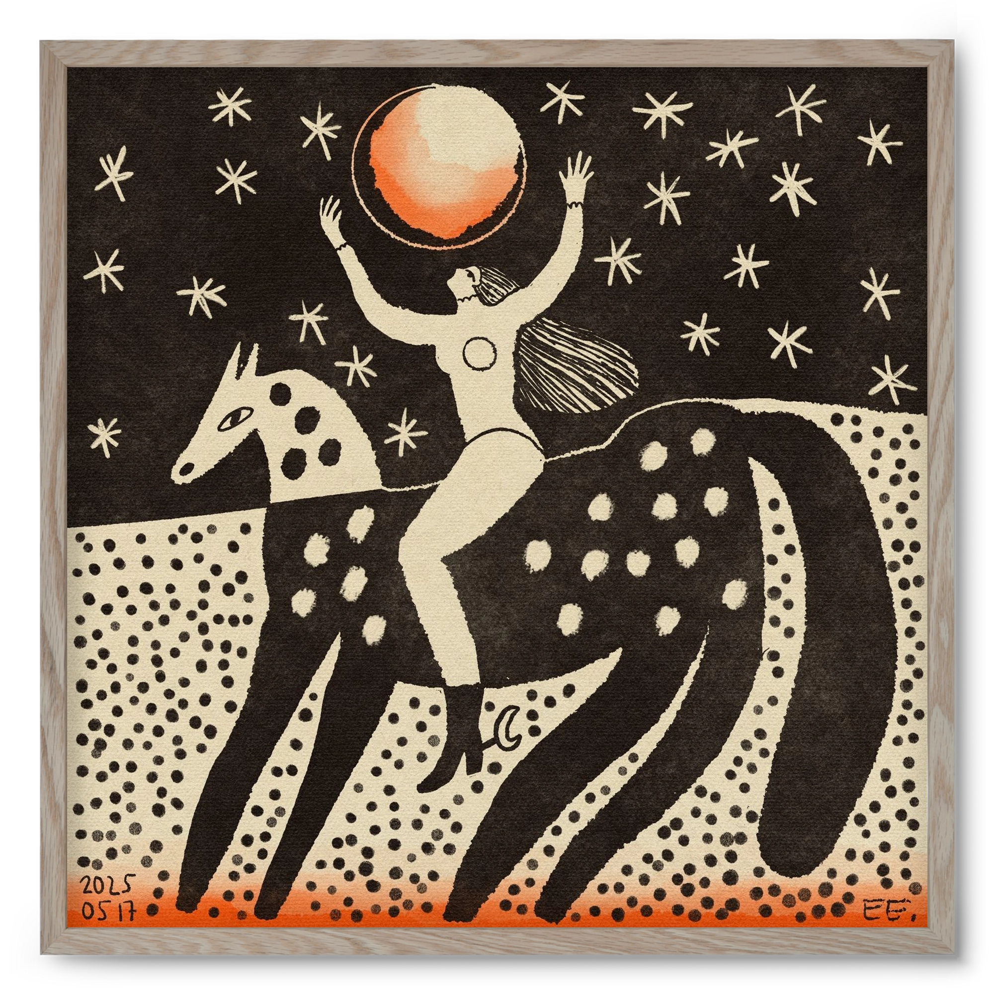 Full moon, 50x50 cm (50x50 cm), Tölgy keret