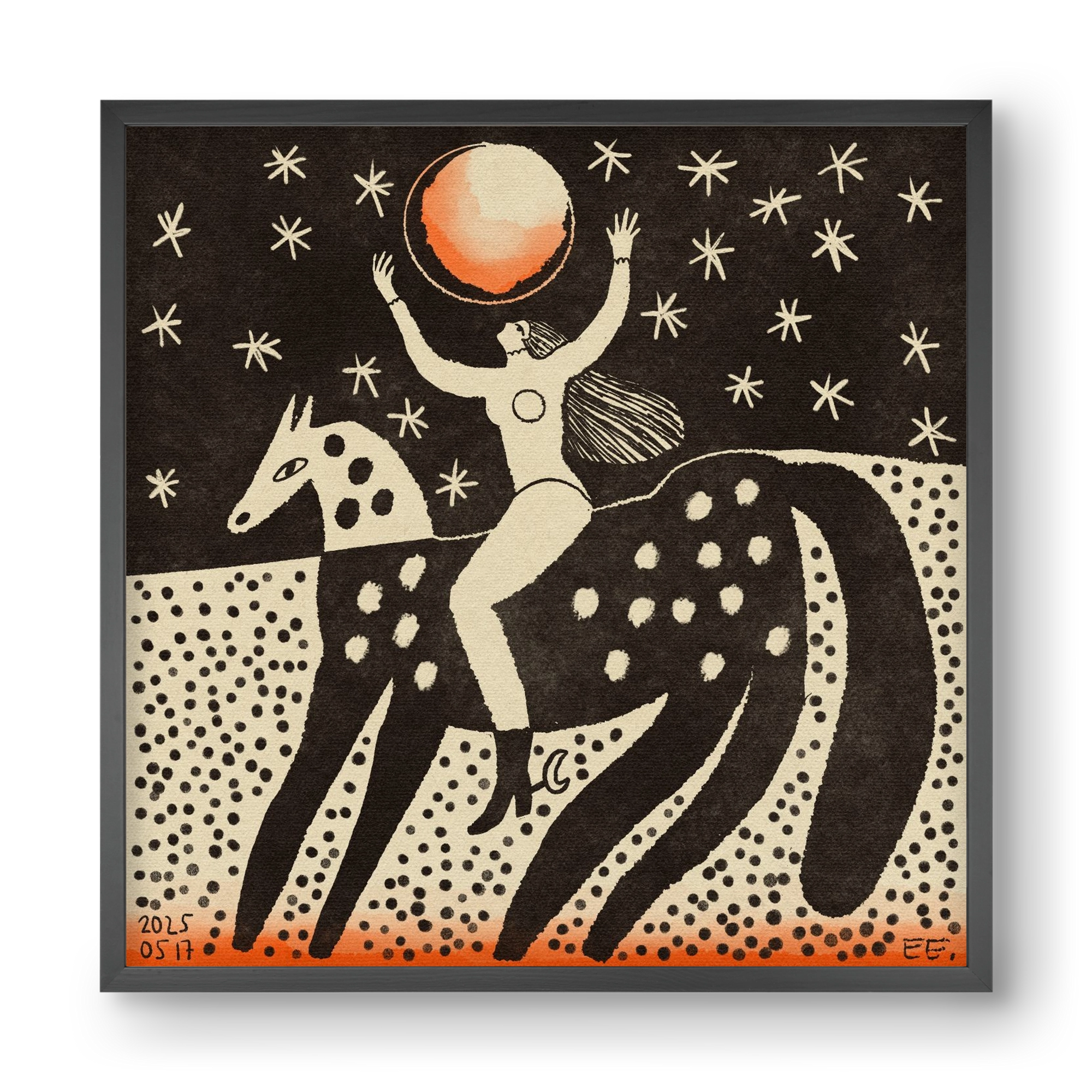 Full moon, 40x40 cm (40x40 cm), Fekete keret