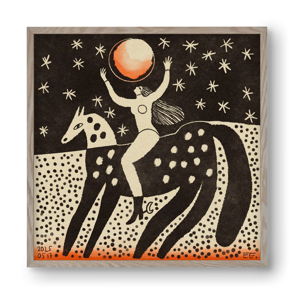 Full moon, 40x40 cm (40x40 cm), Tölgy keret