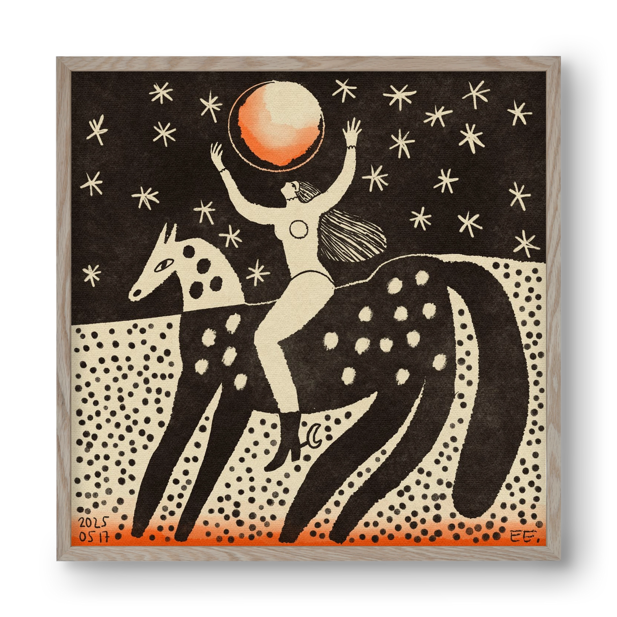 Full moon, 40x40 cm (40x40 cm), Tölgy keret