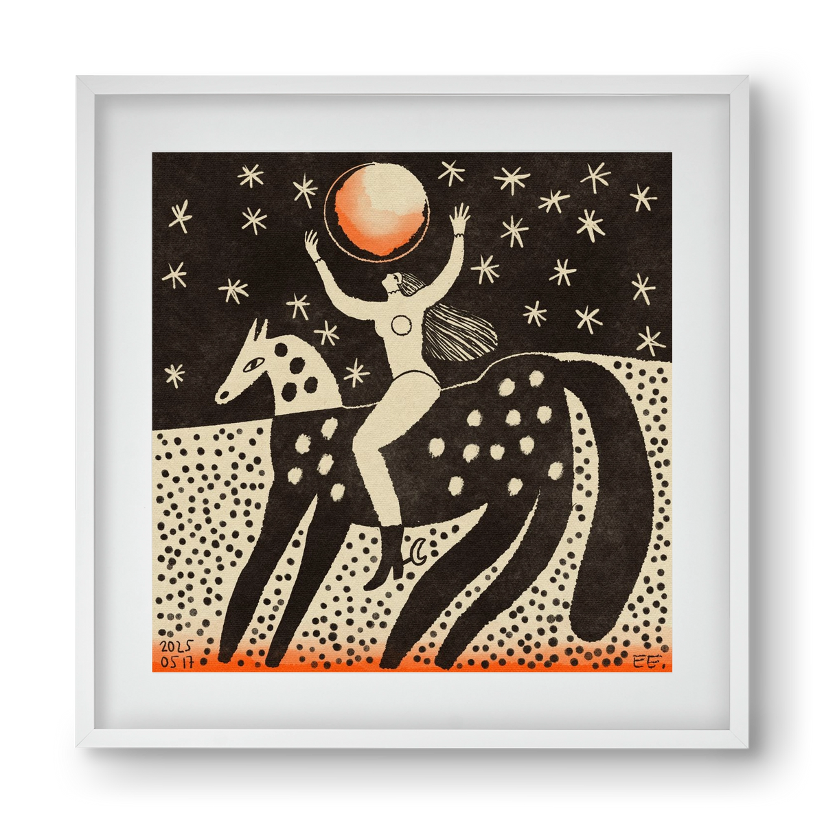 Full moon, 40x40 cm (30x30 cm), Fehér keret, paszpartuval