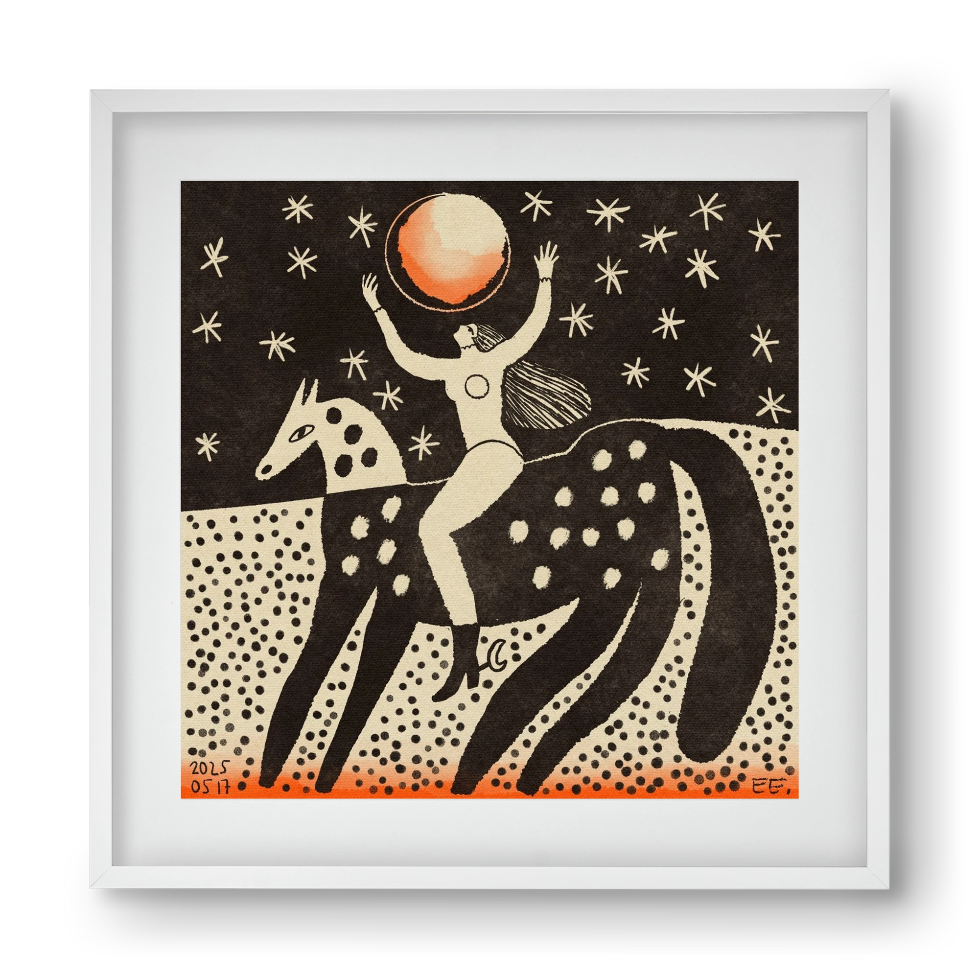 Full moon, 40x40 cm (30x30 cm), Fehér keret, paszpartuval