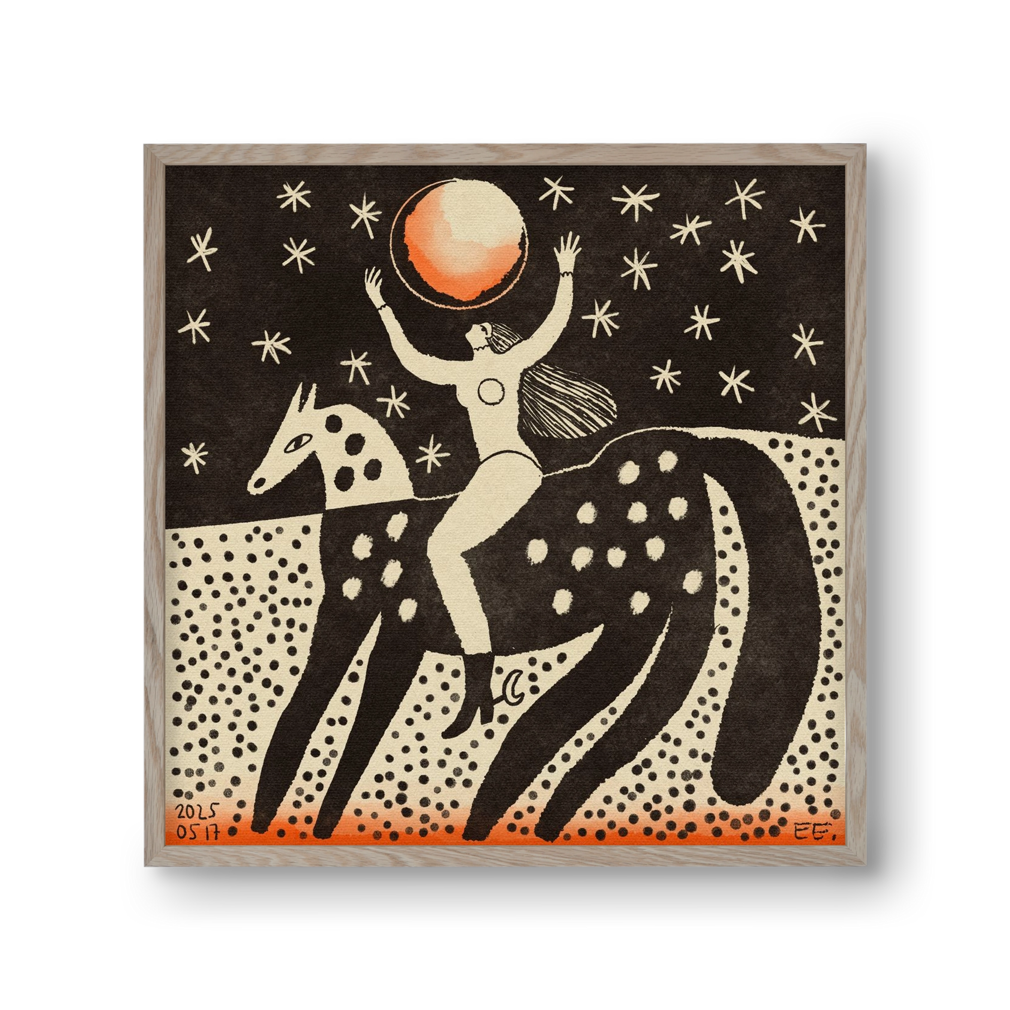 Full moon, 30x30 cm (30x30 cm), Tölgy keret