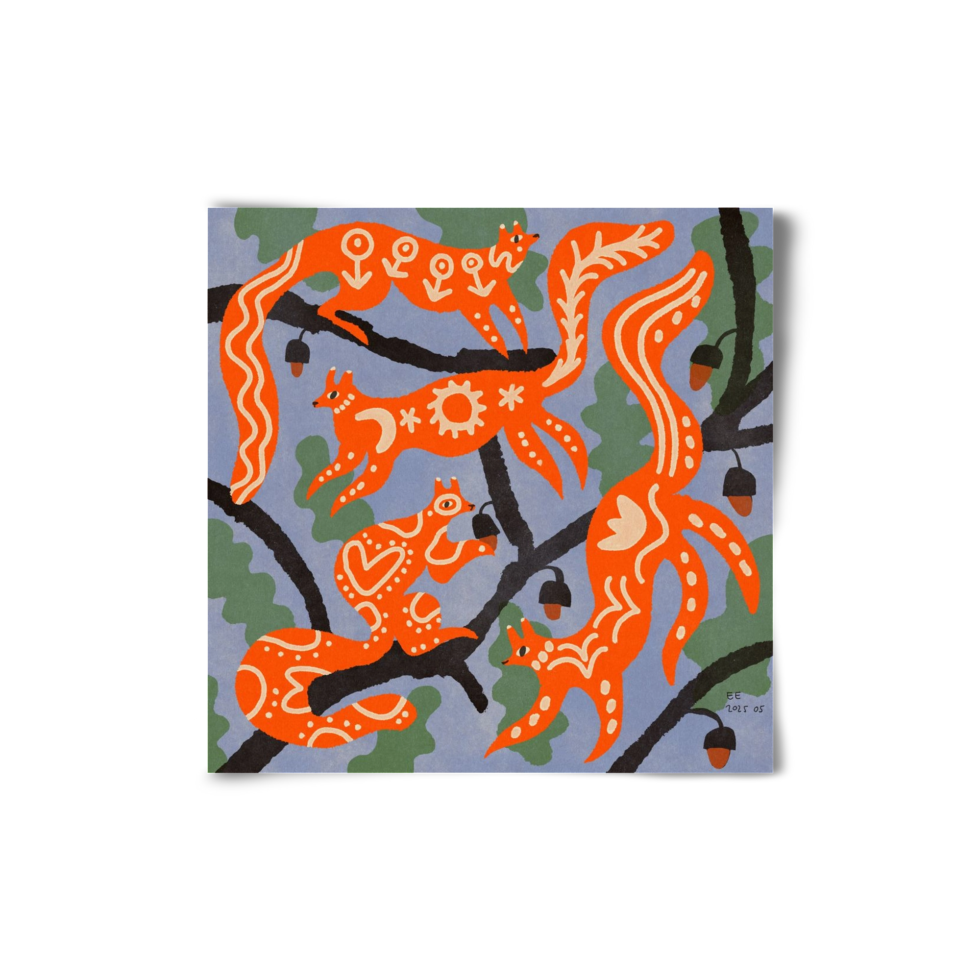 Magic folk squirrels I., 20x20 cm, Keret nélkül