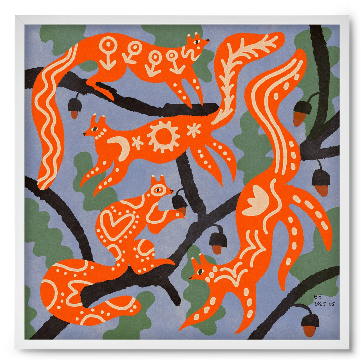 Magic folk squirrels I., 50x50 cm (50x50 cm), Fehér keret