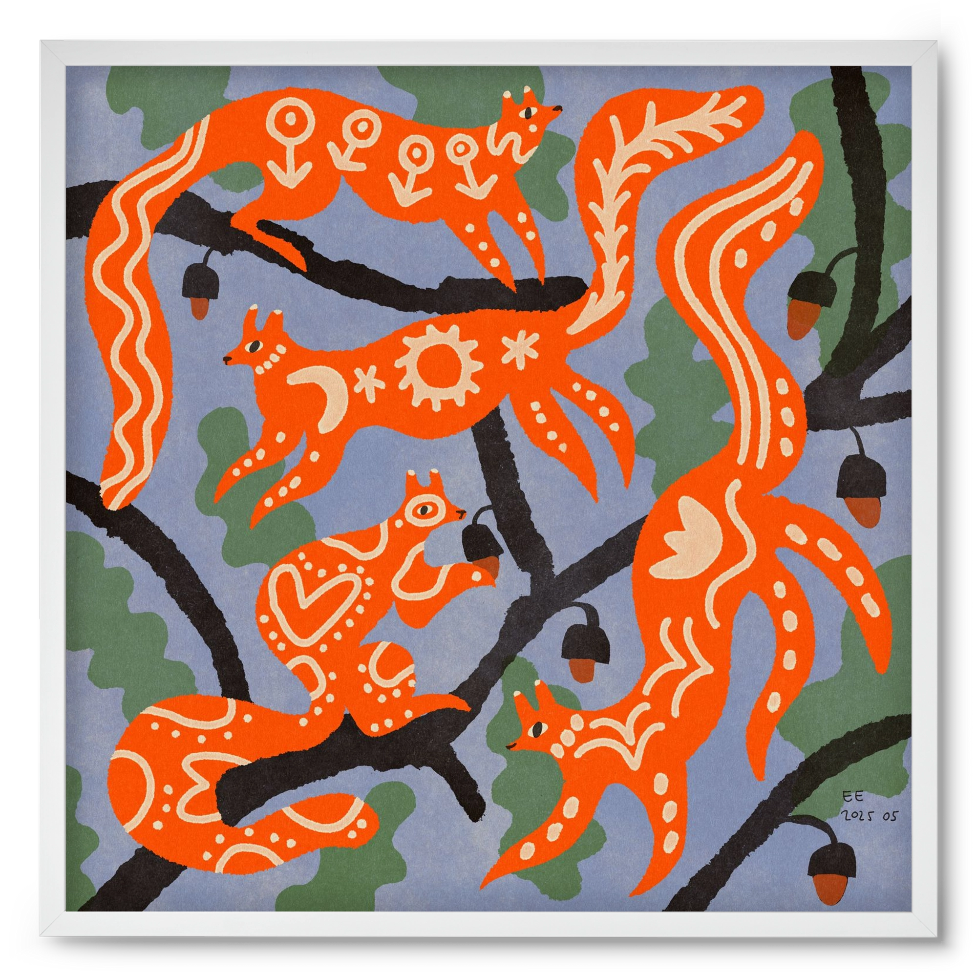 Magic folk squirrels I., 50x50 cm (50x50 cm), Fehér keret