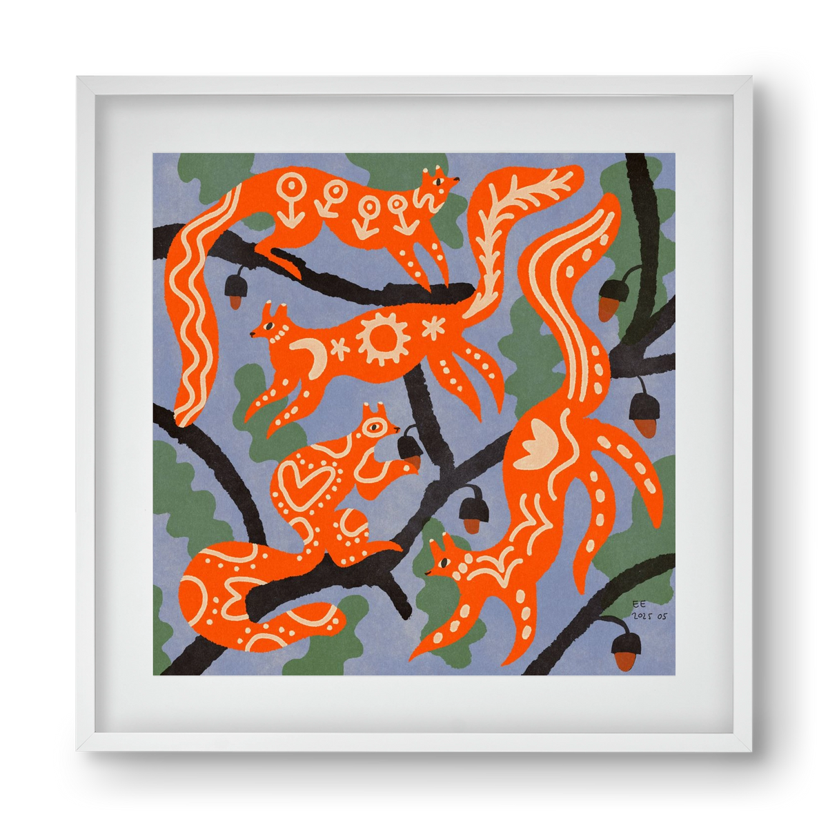 Magic folk squirrels I., 40x40 cm (30x30 cm), Fehér keret, paszpartuval