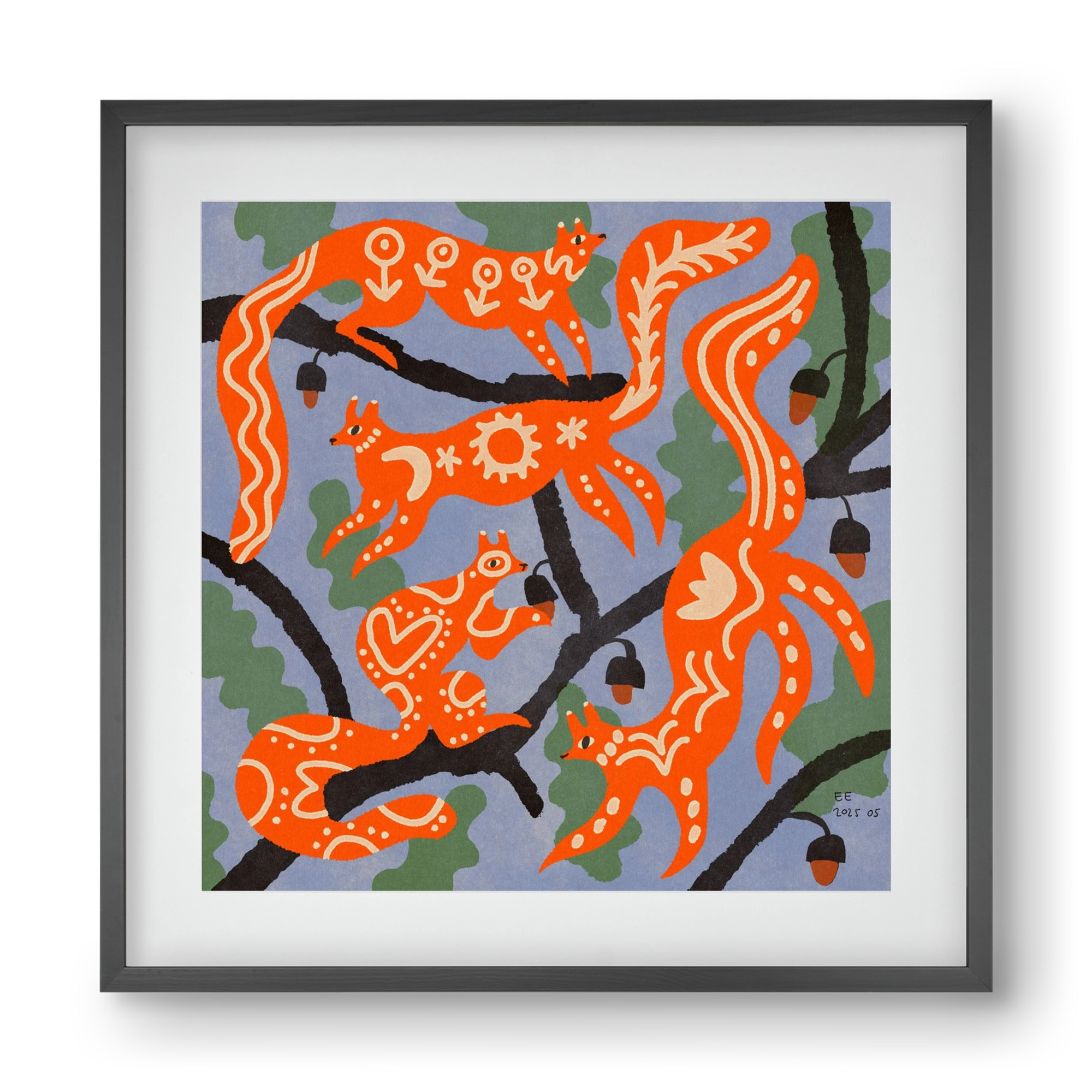 Magic folk squirrels I., 40x40 cm (30x30 cm), Fekete keret, paszpartuval