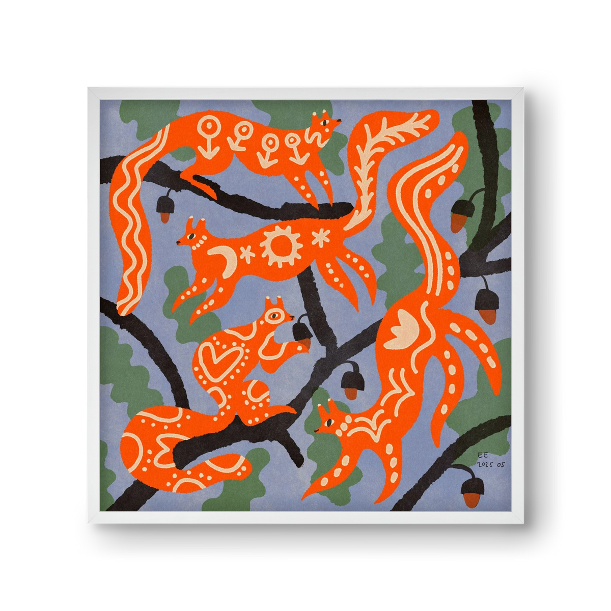 Magic folk squirrels I., 30x30 cm (30x30 cm), Fehér keret