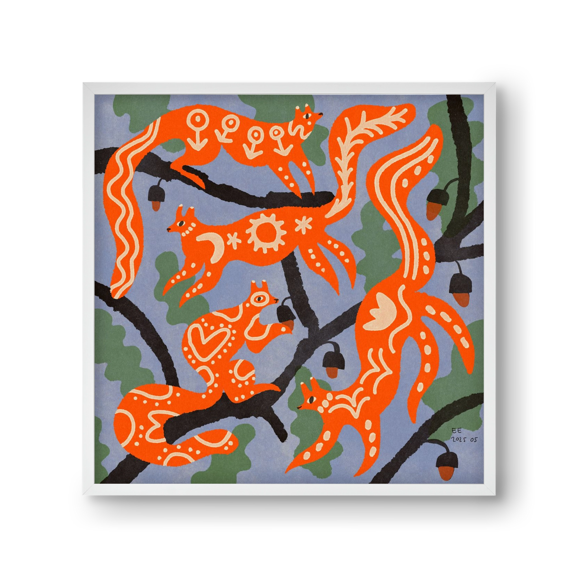 Magic folk squirrels I., 30x30 cm (30x30 cm), Fehér keret