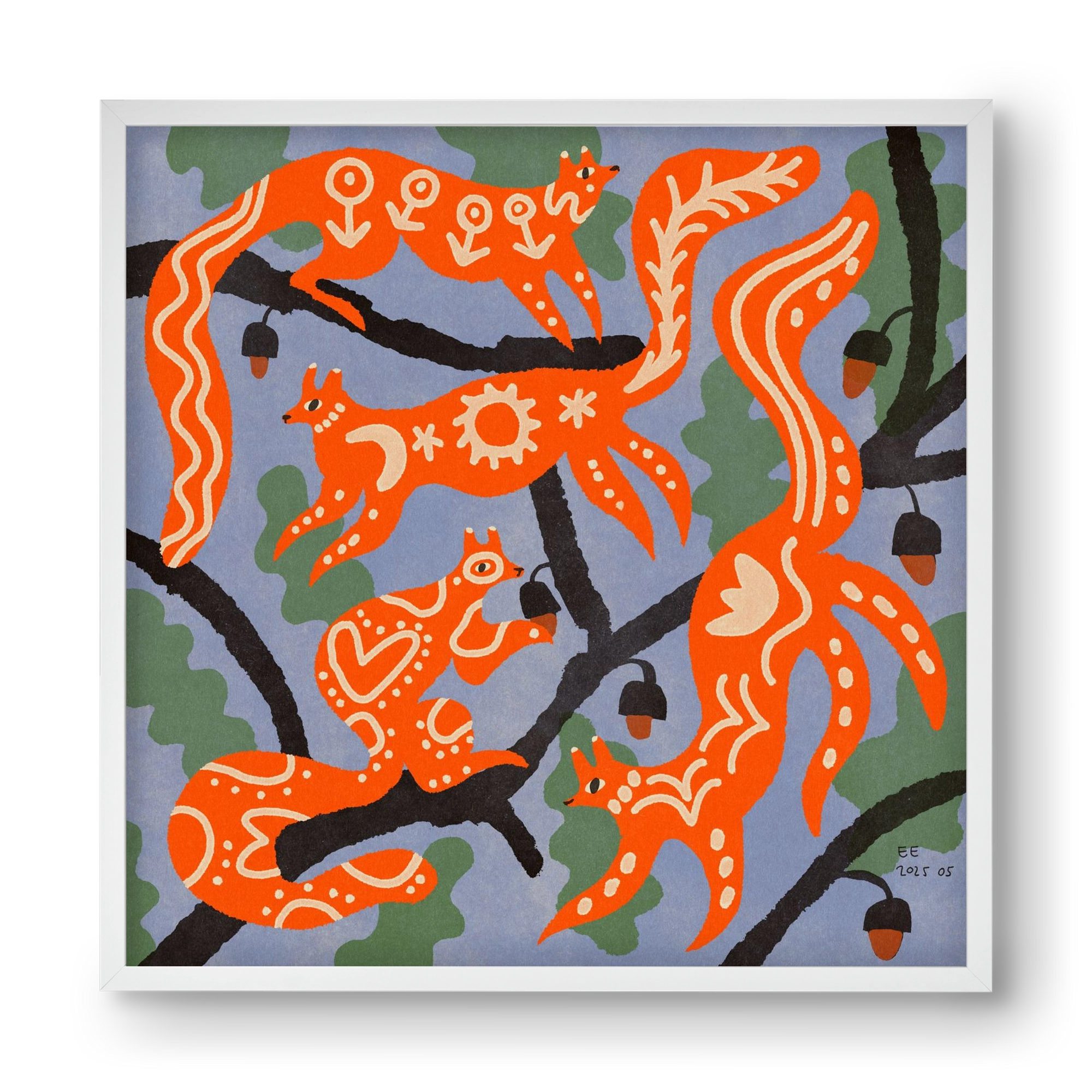 Magic folk squirrels I., 40x40 cm (40x40 cm), Fehér keret