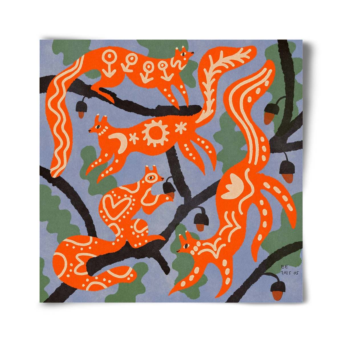 Magic folk squirrels I., 40x40 cm, Keret nélkül