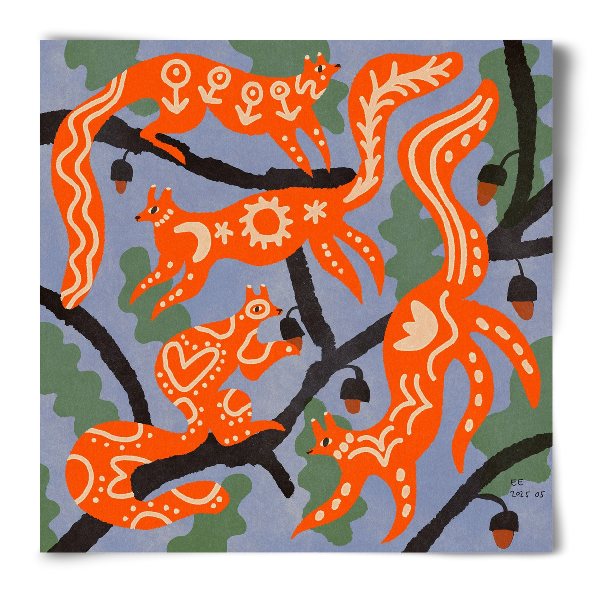 Magic folk squirrels I., 50x50 cm, Keret nélkül