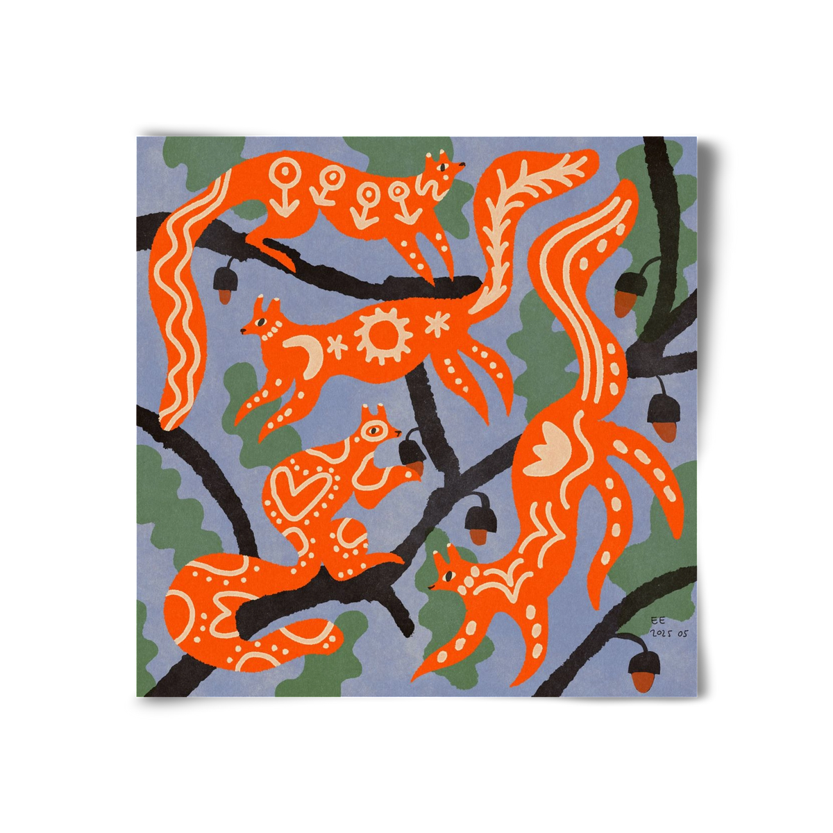 Magic folk squirrels I., 30x30 cm, Keret nélkül