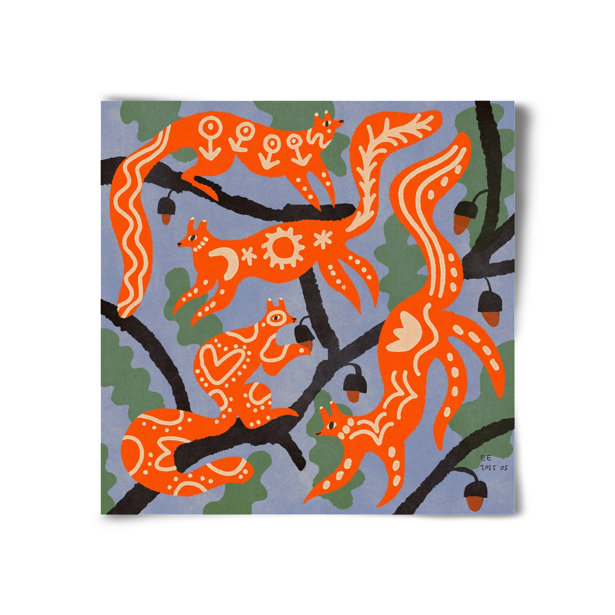 Magic folk squirrels I., 30x30 cm, Keret nélkül