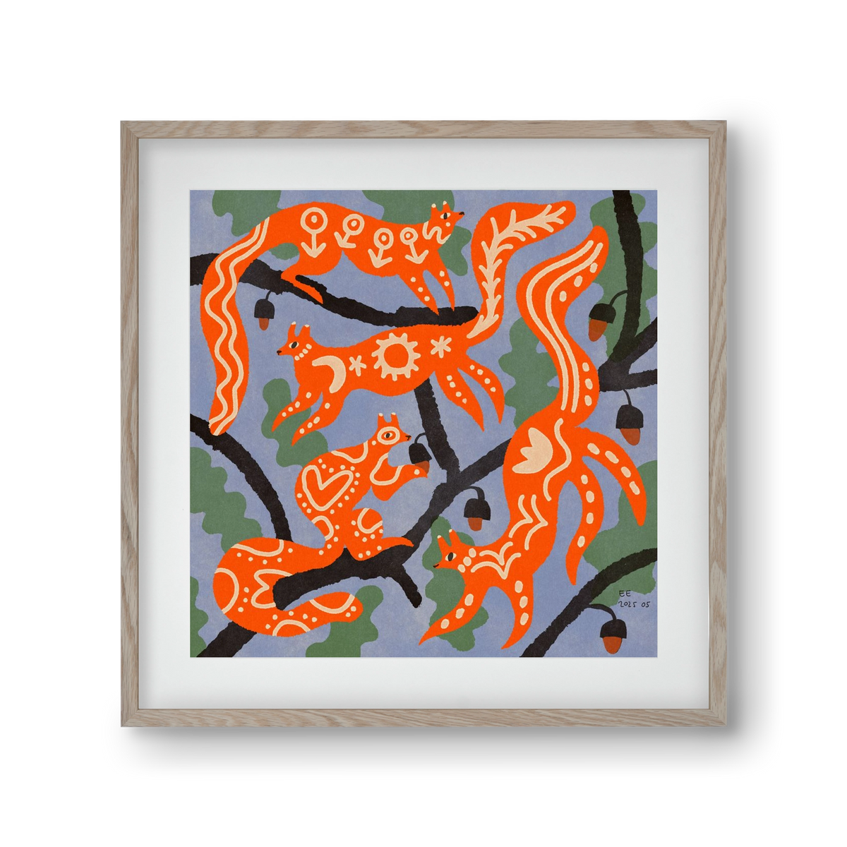 Magic folk squirrels I., 30x30 cm (20x20 cm), Tölgy keret, paszpartuval