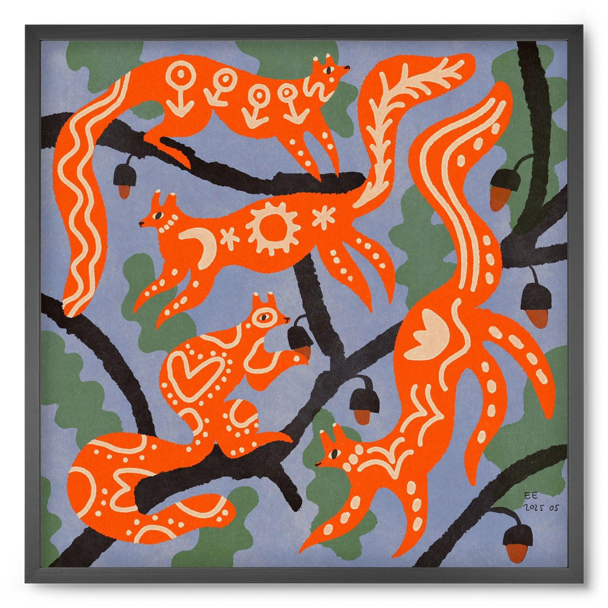 Magic folk squirrels I., 50x50 cm (50x50 cm), Fekete keret