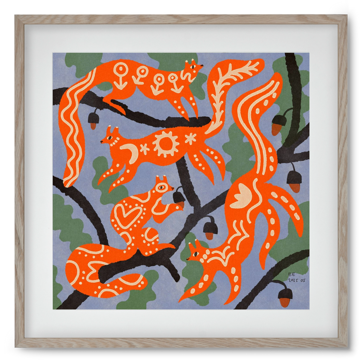 Magic folk squirrels I., 50x50 cm (40x40 cm), Tölgy keret, paszpartuval