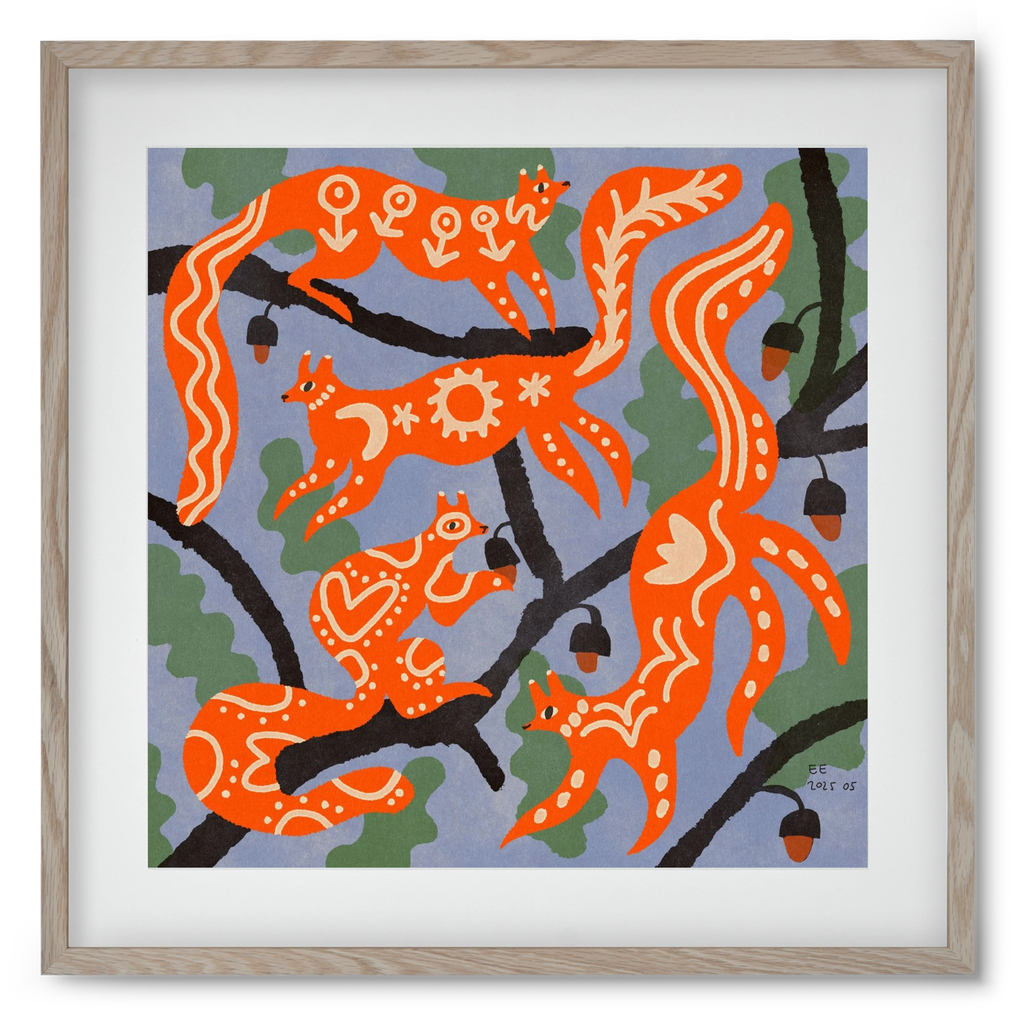 Magic folk squirrels I., 50x50 cm (40x40 cm), Tölgy keret, paszpartuval