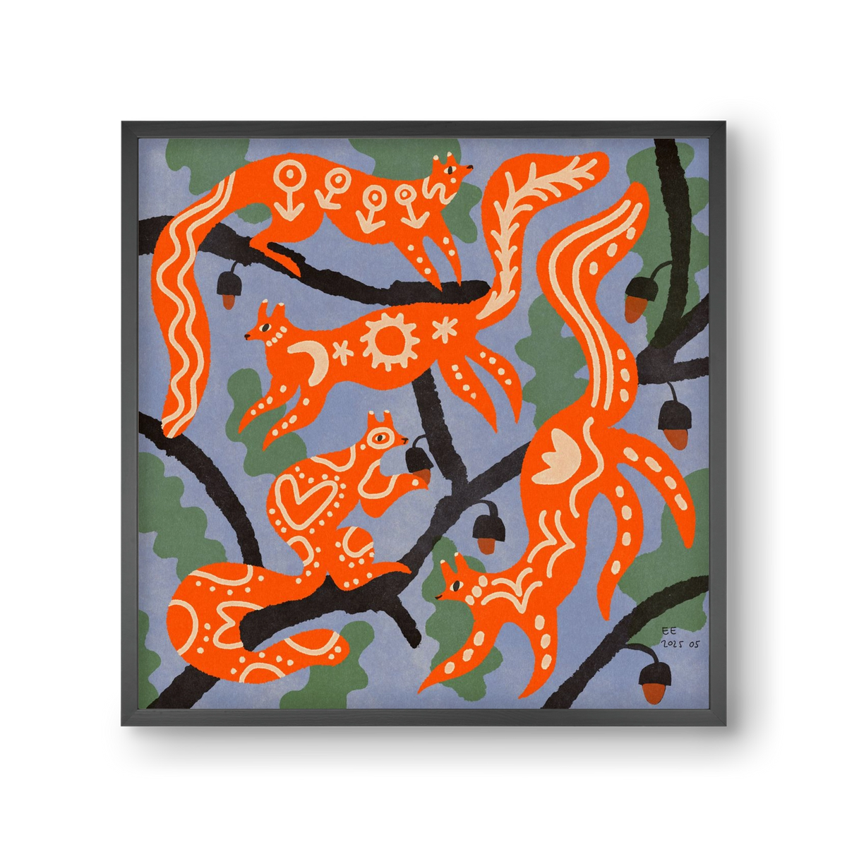 Magic folk squirrels I., 30x30 cm (30x30 cm), Fekete keret