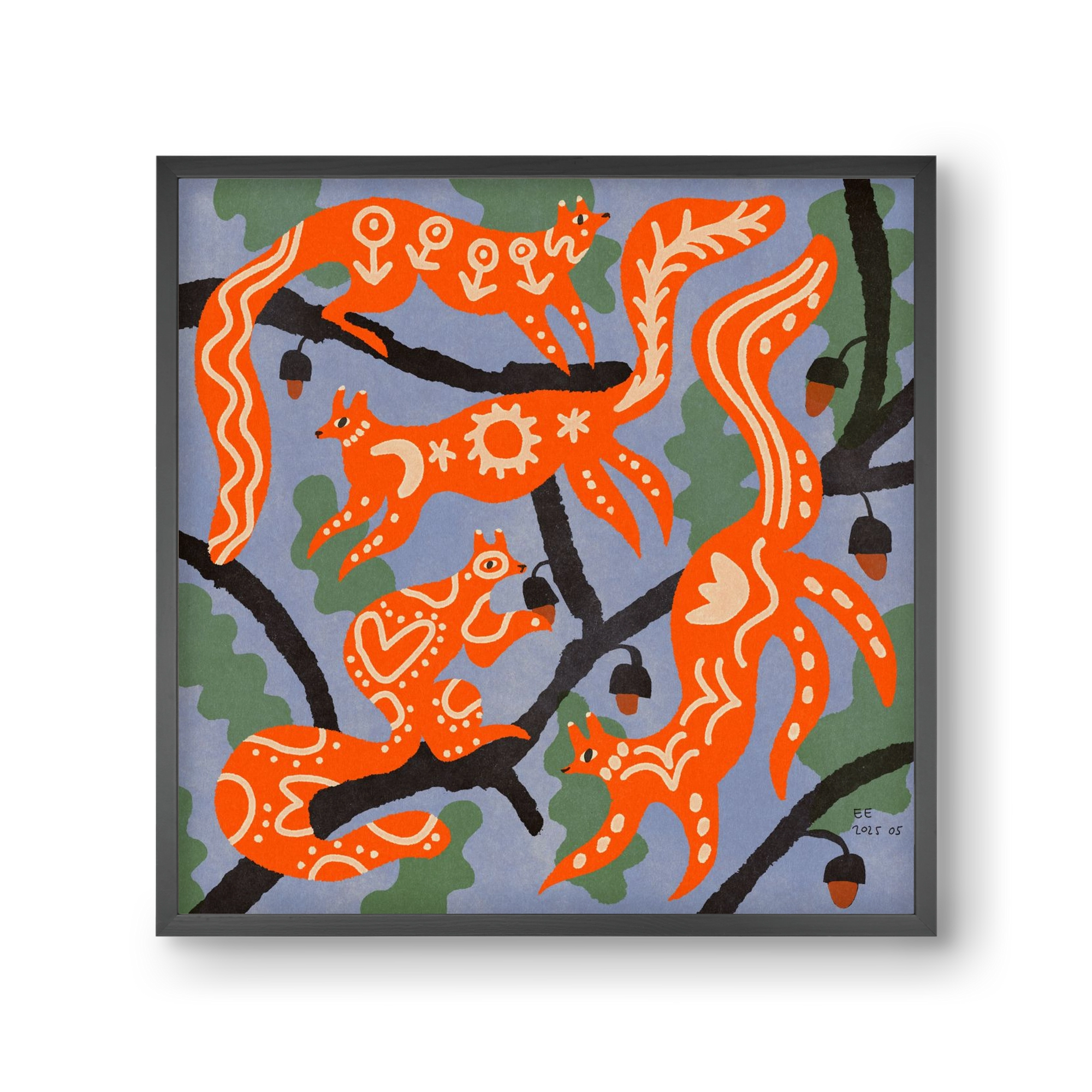 Magic folk squirrels I., 30x30 cm (30x30 cm), Fekete keret