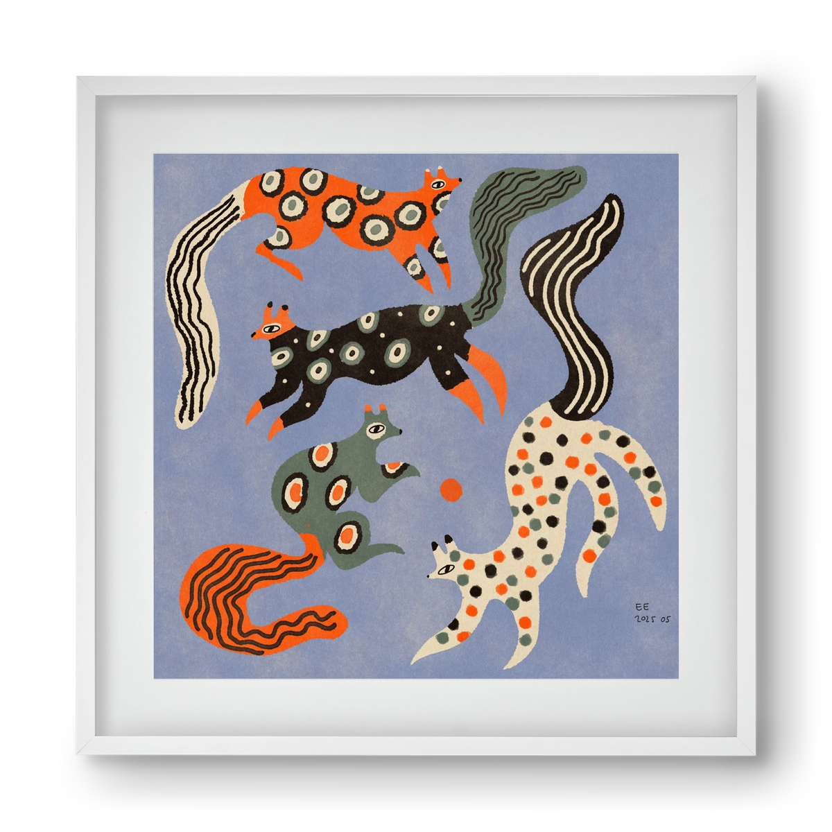 Magic folk squirrels 2., 40x40 cm (30x30 cm), Fehér keret, paszpartuval