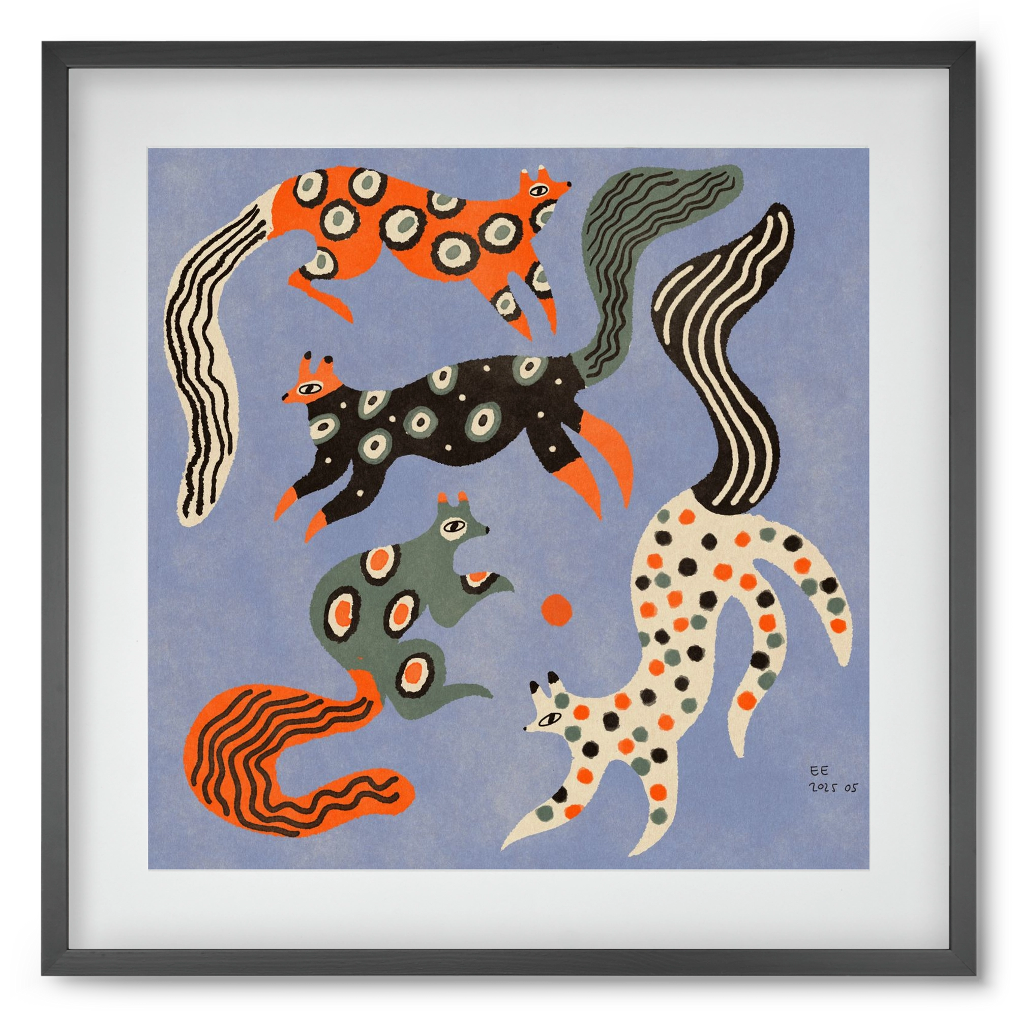 Magic folk squirrels 2., 50x50 cm (40x40 cm), Fekete keret, paszpartuval