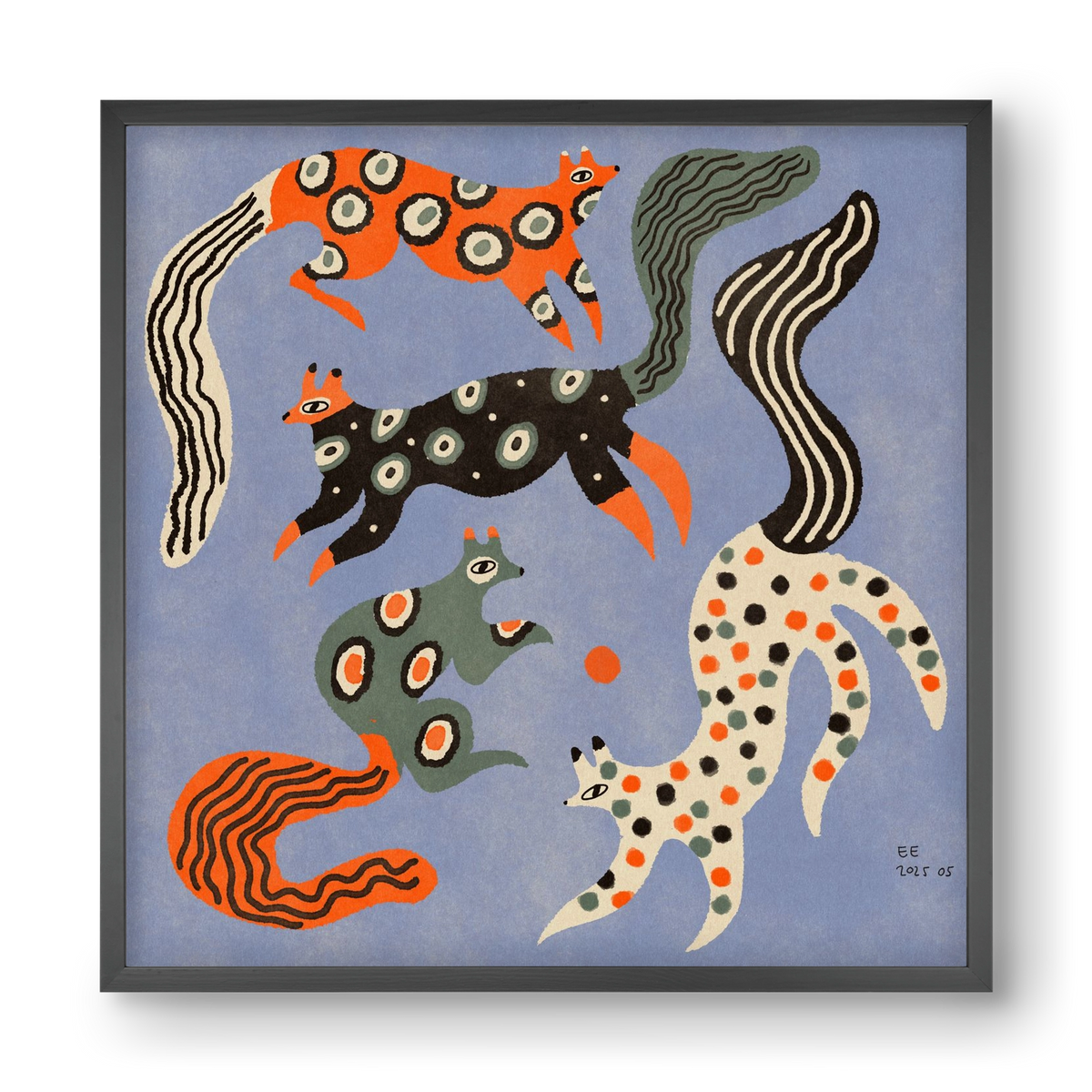 Magic folk squirrels 2., 40x40 cm (40x40 cm), Fekete keret