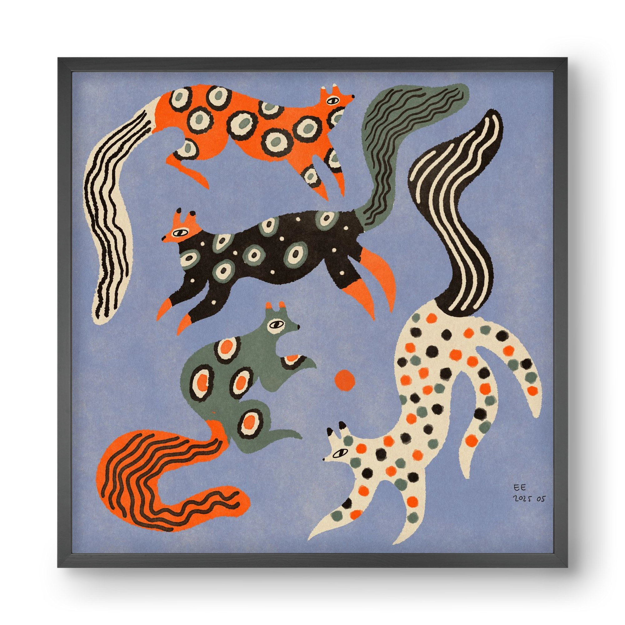 Magic folk squirrels 2., 40x40 cm (40x40 cm), Fekete keret