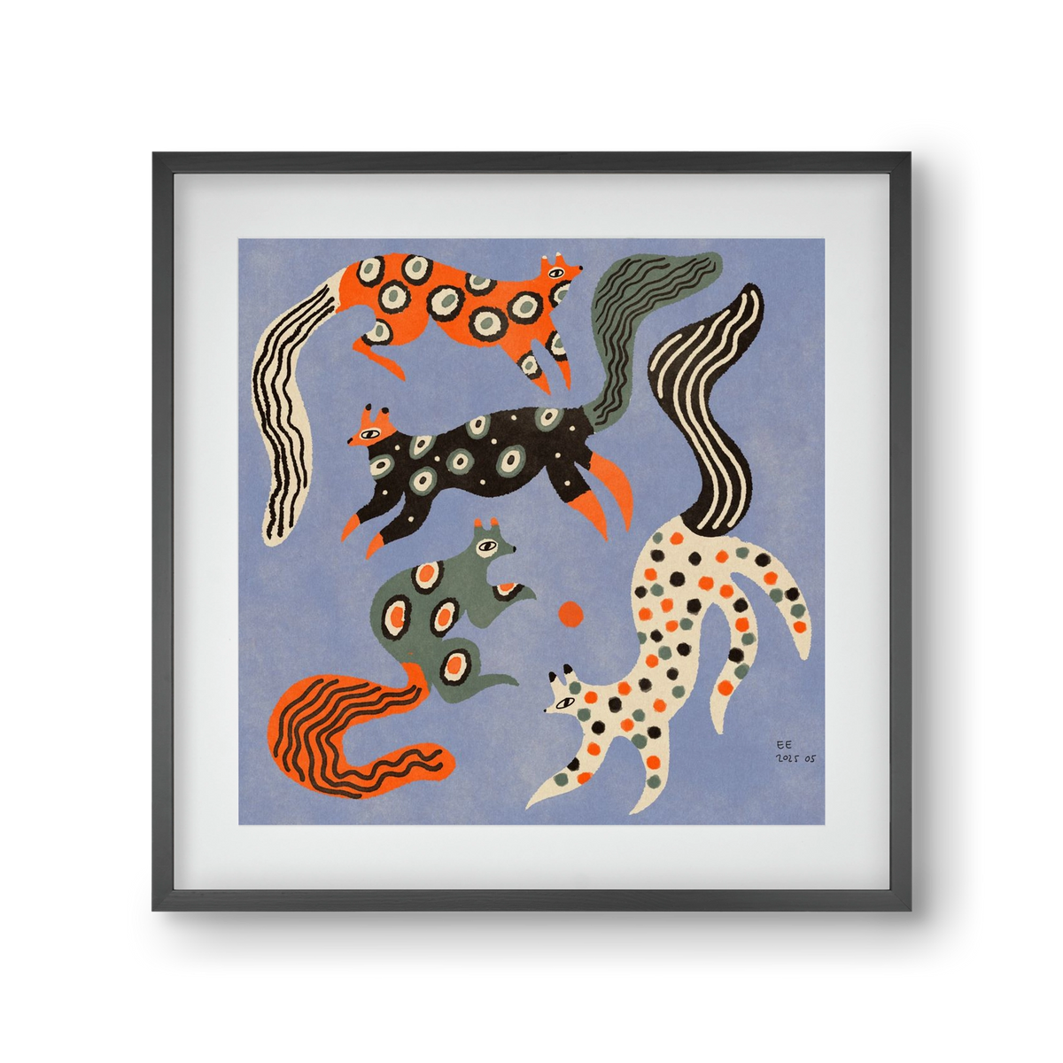 Magic folk squirrels 2., 30x30 cm (20x20 cm), Fekete keret, paszpartuval