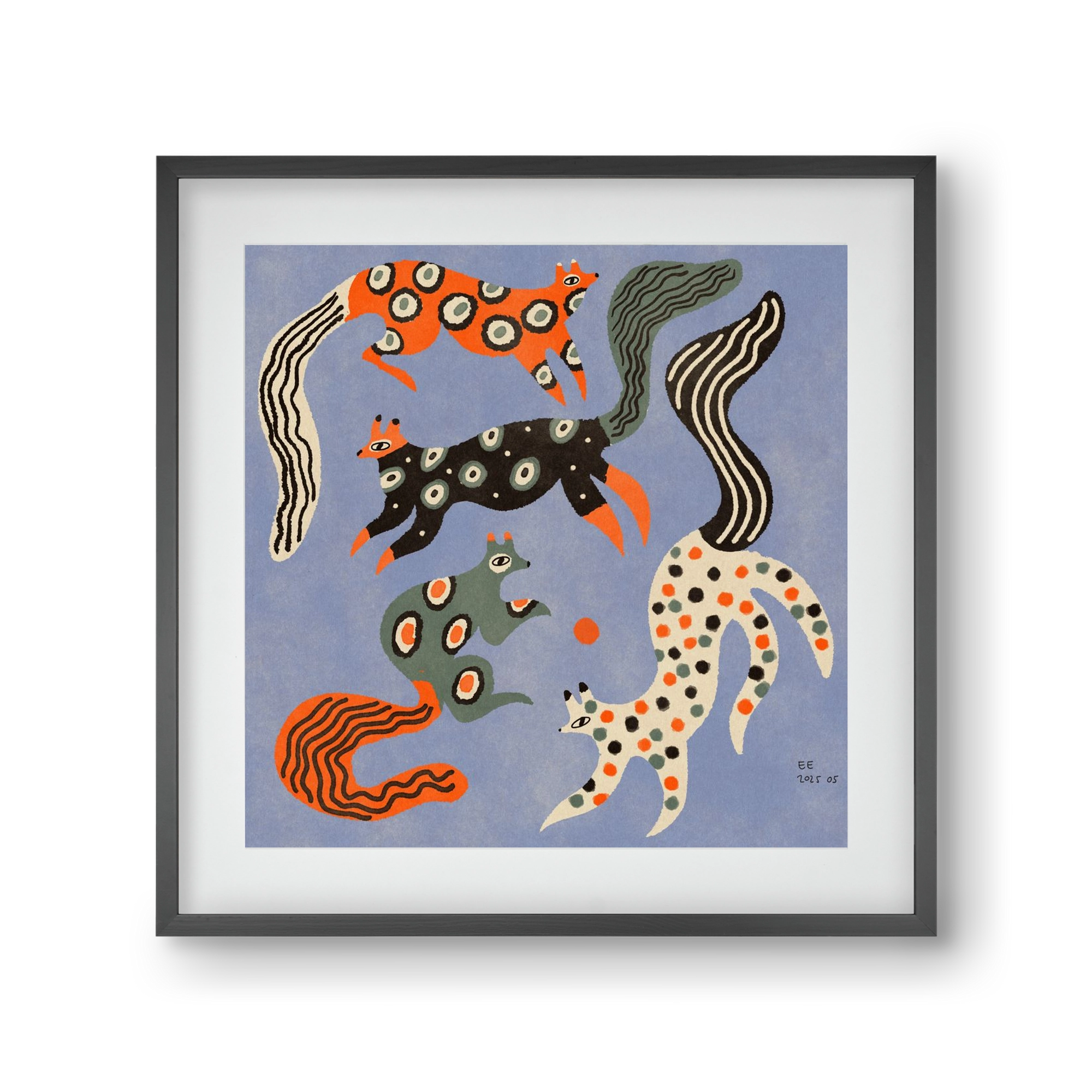 Magic folk squirrels 2., 30x30 cm (20x20 cm), Fekete keret, paszpartuval