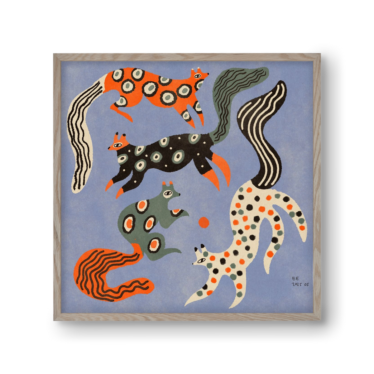 Magic folk squirrels 2., 30x30 cm (30x30 cm), Tölgy keret