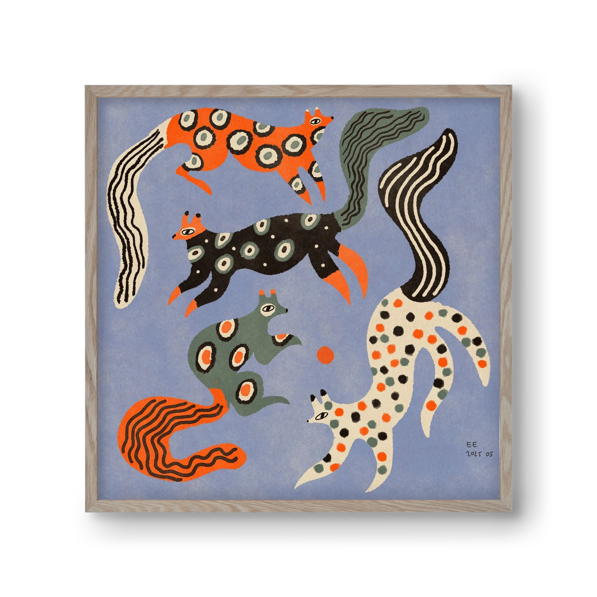 Magic folk squirrels 2., 30x30 cm (30x30 cm), Tölgy keret