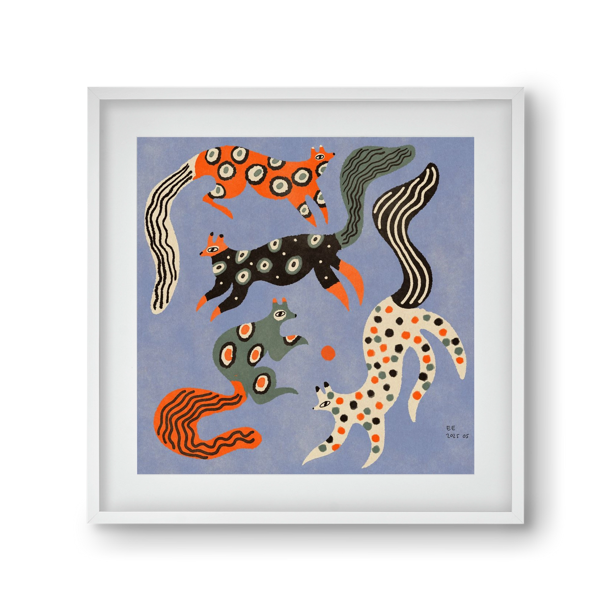 Magic folk squirrels 2., 30x30 cm (20x20 cm), Fehér keret, paszpartuval