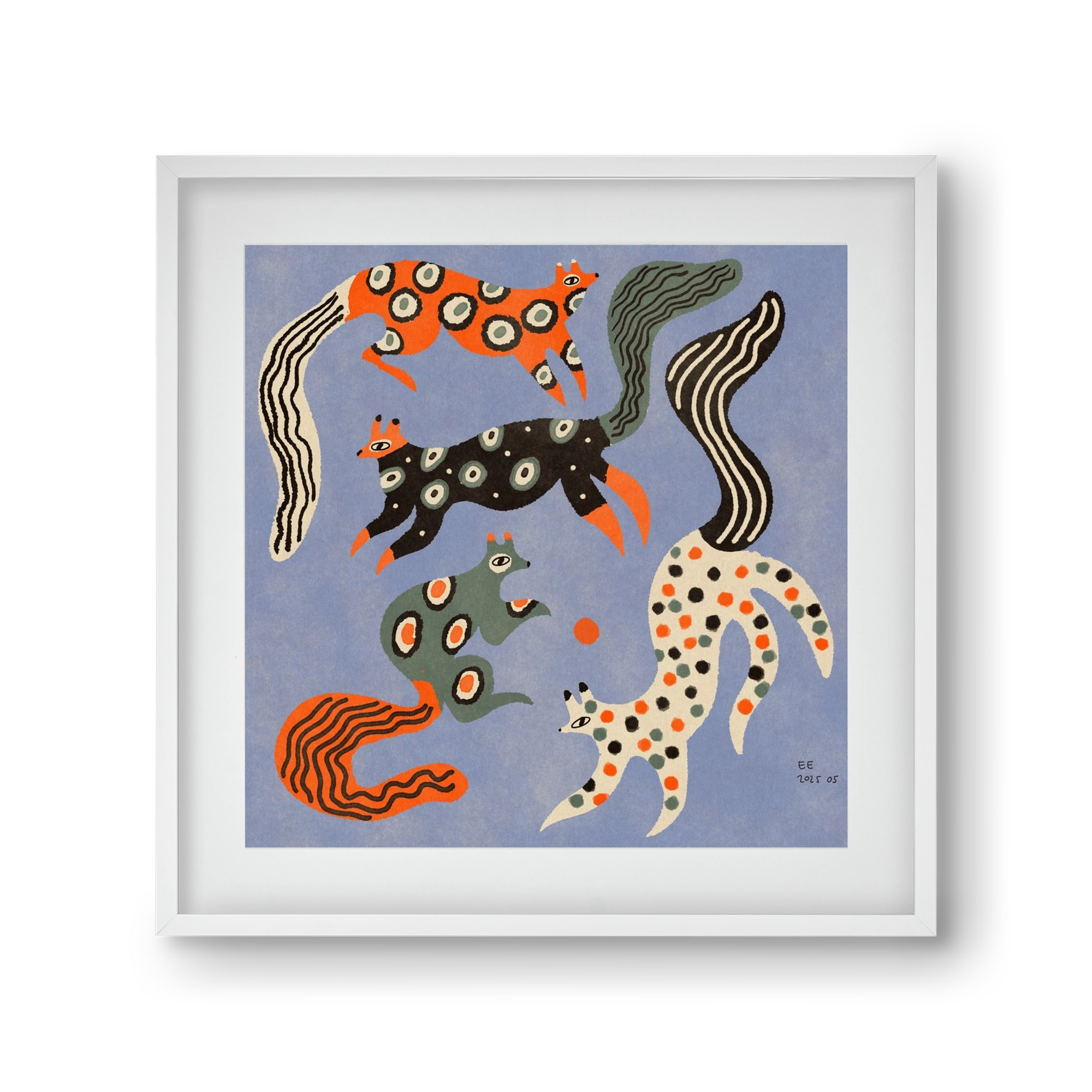 Magic folk squirrels 2., 30x30 cm (20x20 cm), Fehér keret, paszpartuval