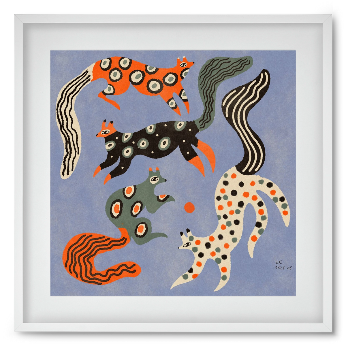 Magic folk squirrels 2., 50x50 cm (40x40 cm), Fehér keret, paszpartuval