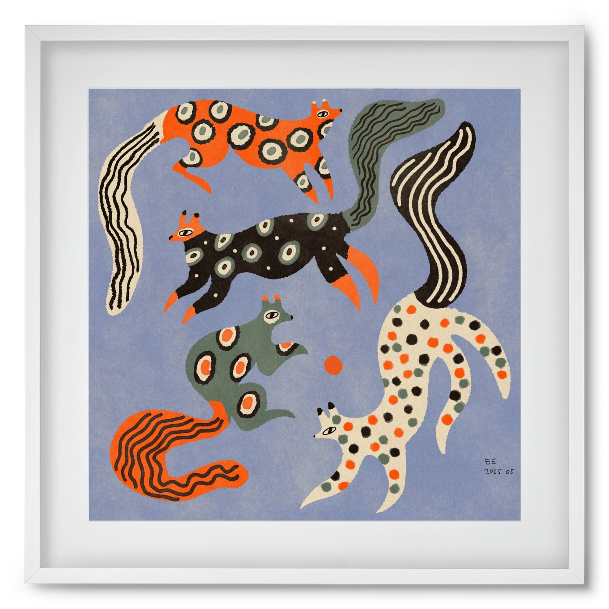 Magic folk squirrels 2., 50x50 cm (40x40 cm), Fehér keret, paszpartuval