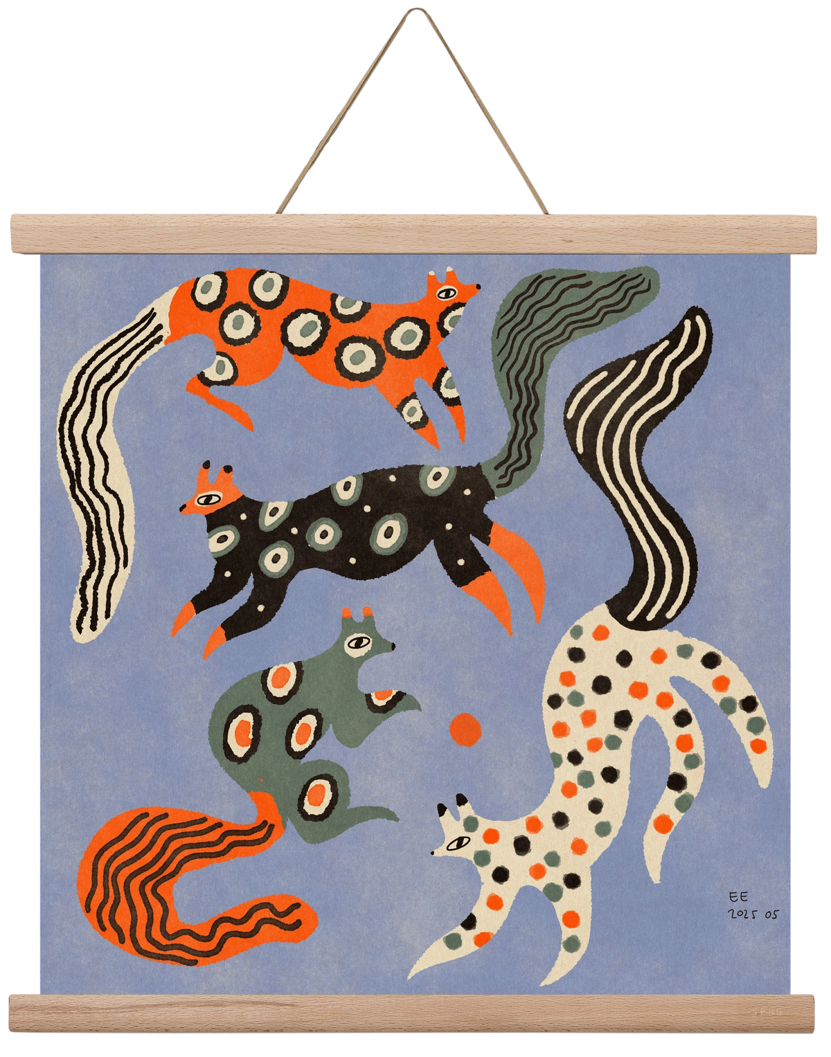 Magic folk squirrels 2., 40x40 cm (40x40 cm), Tölgy akasztó