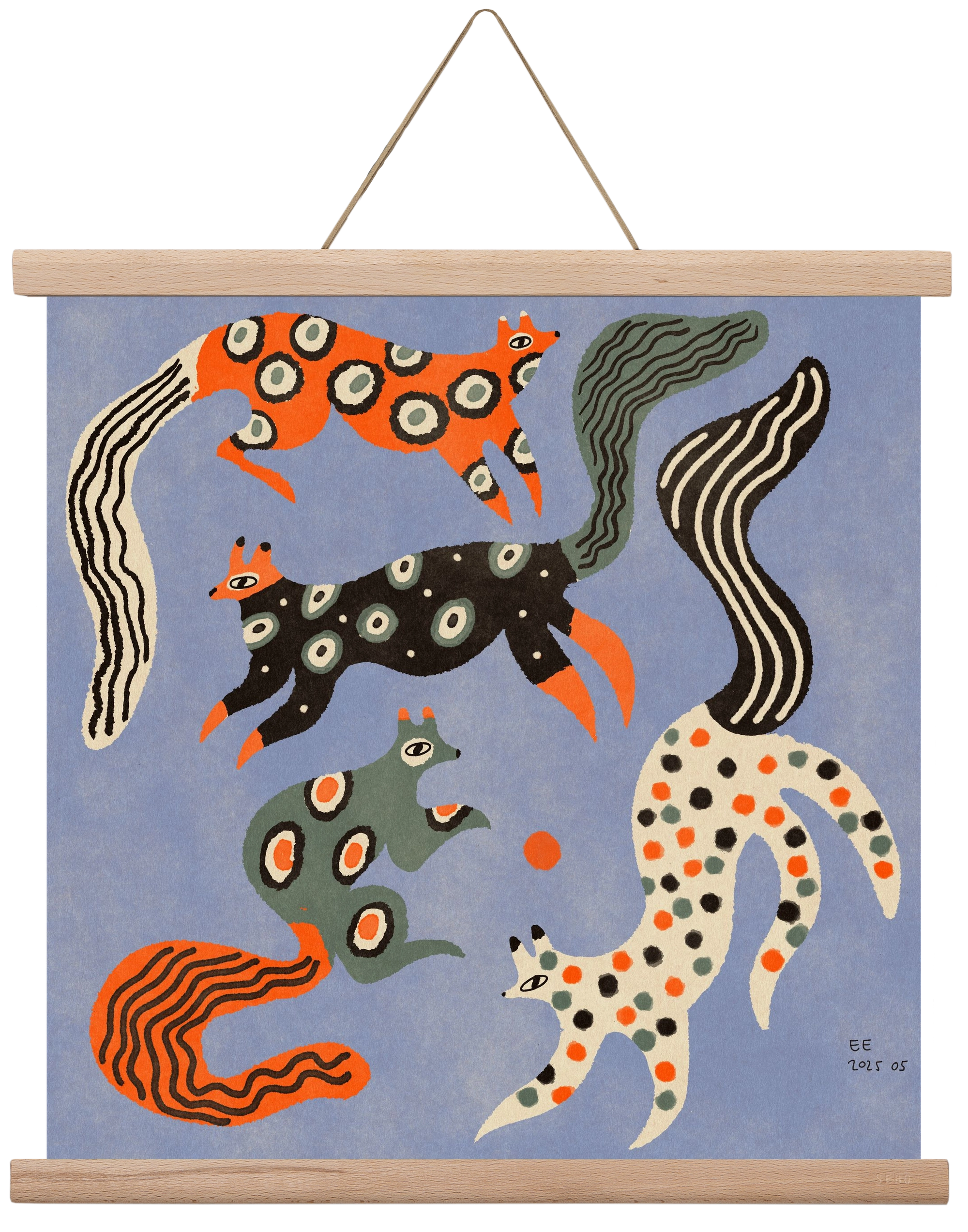 Magic folk squirrels 2., 40x40 cm (40x40 cm), Tölgy akasztó