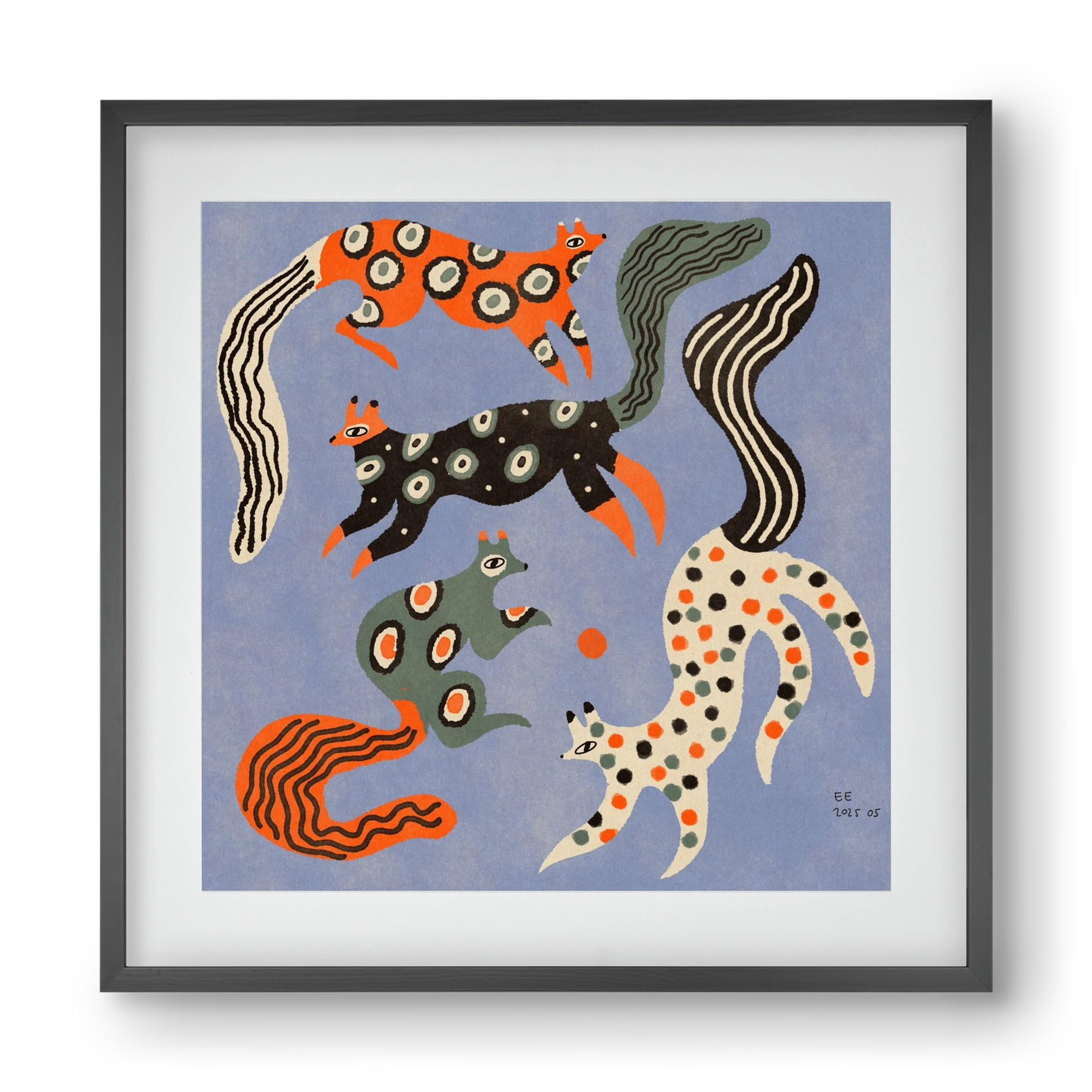 Magic folk squirrels 2., 40x40 cm (30x30 cm), Fekete keret, paszpartuval