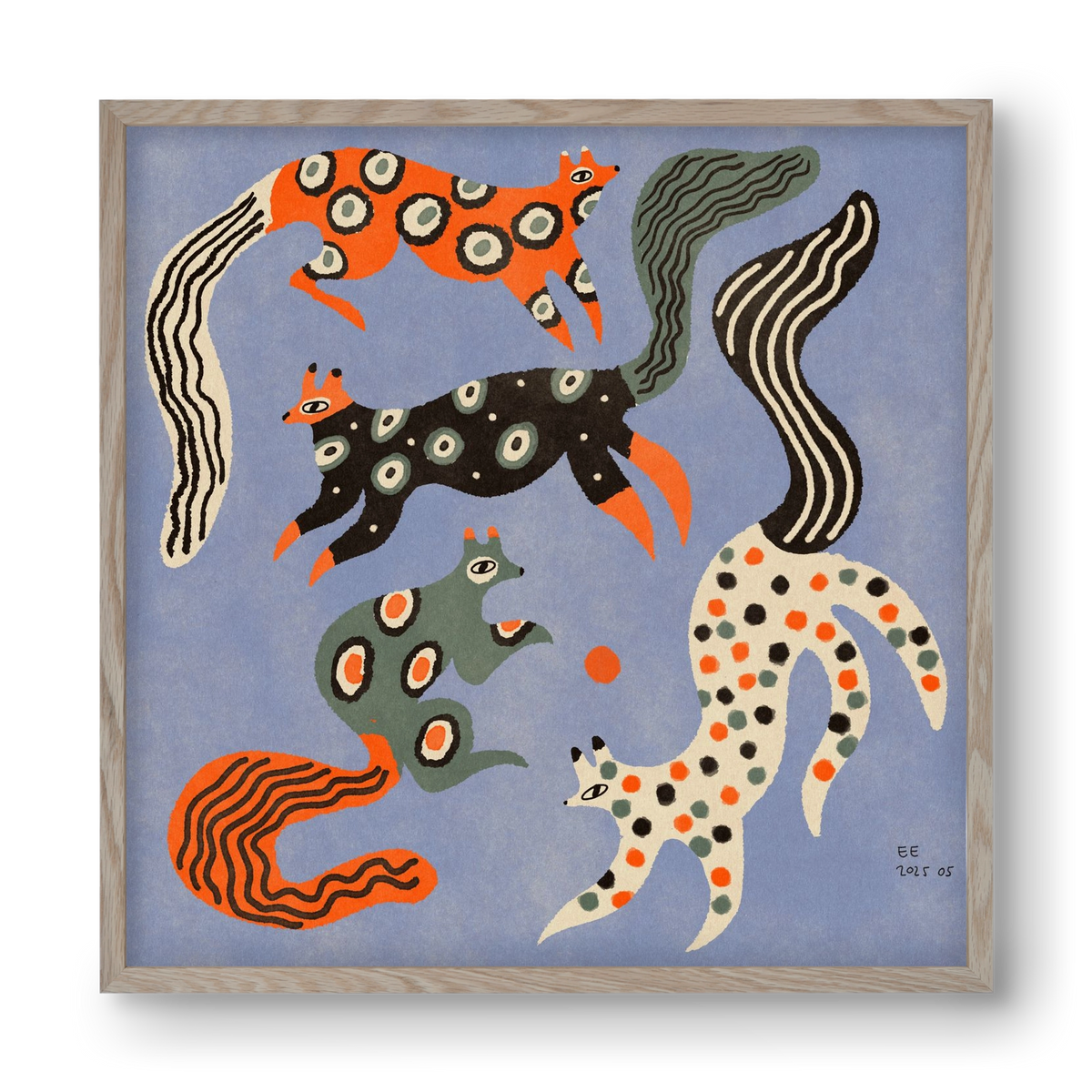 Magic folk squirrels 2., 40x40 cm (40x40 cm), Tölgy keret