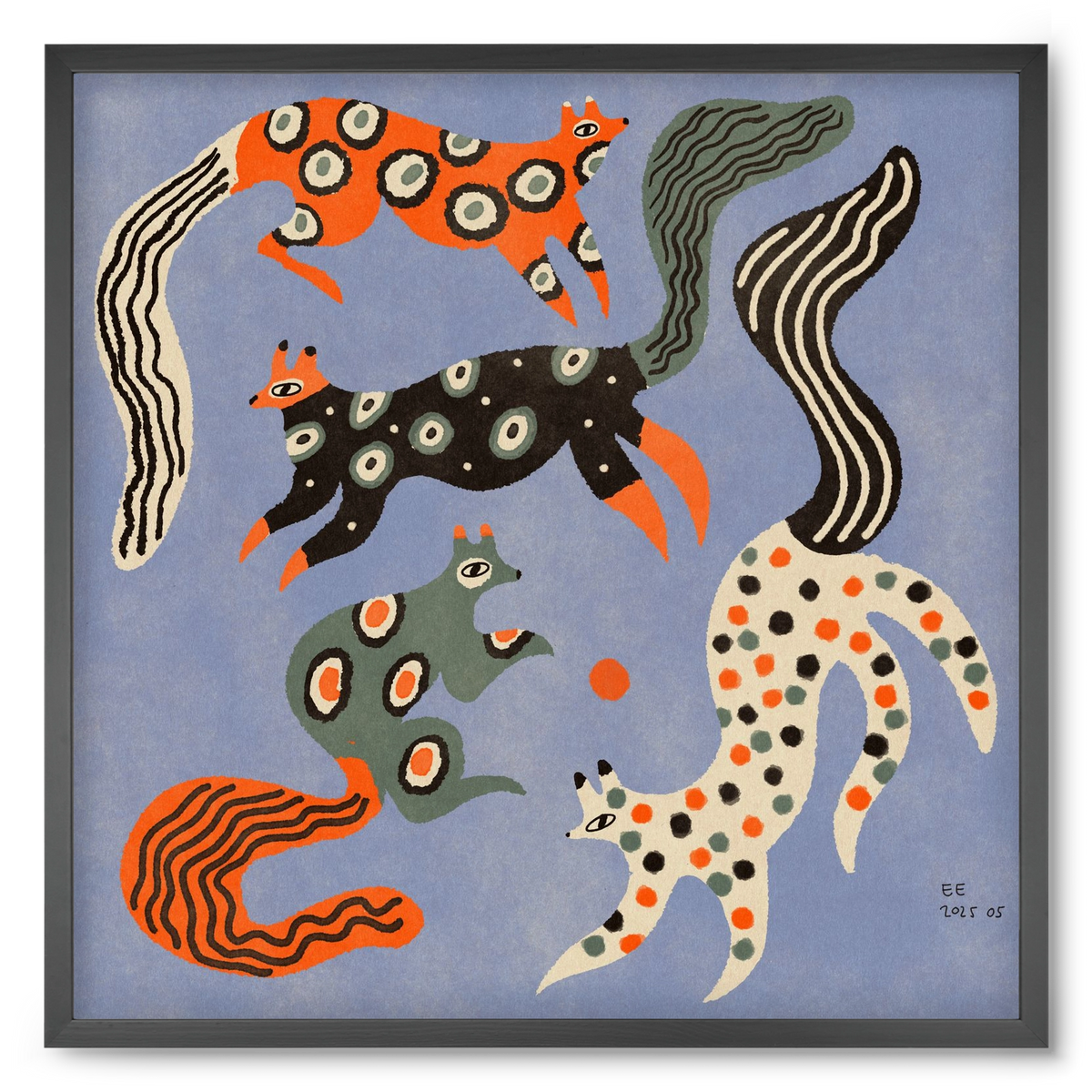 Magic folk squirrels 2., 50x50 cm (50x50 cm), Fekete keret