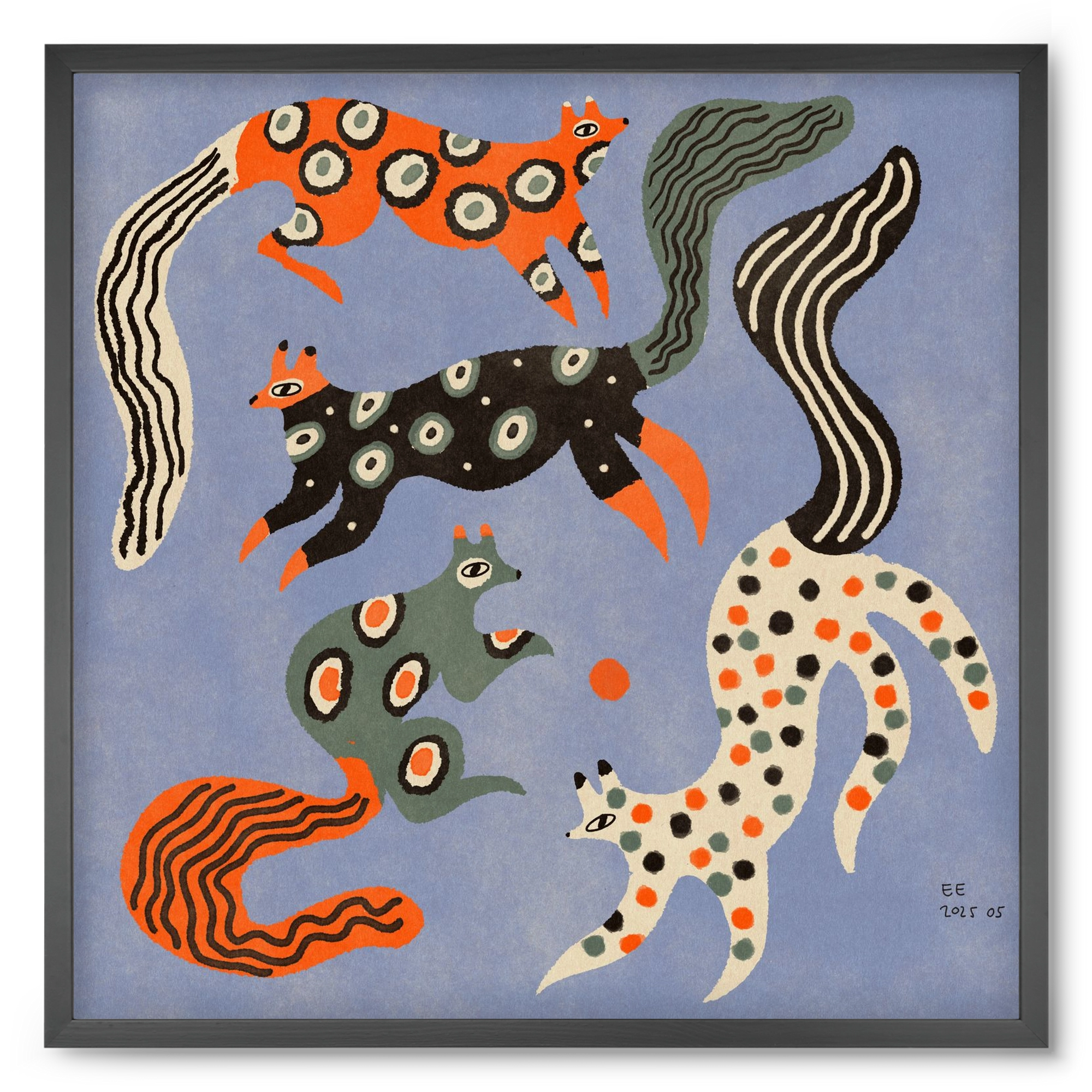 Magic folk squirrels 2., 50x50 cm (50x50 cm), Fekete keret