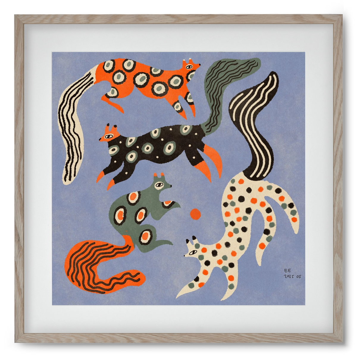 Magic folk squirrels 2., 50x50 cm (40x40 cm), Tölgy keret, paszpartuval